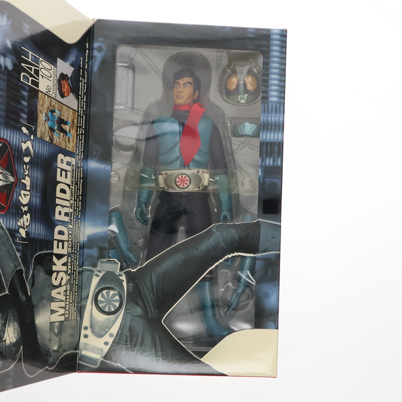 【中古即納】[FIG] リアルアクションヒーローズ No.100 RAH 仮面ライダー旧1号(2001デラックスタイプ) 完成品 可動フィギュア メディコム・トイ(20011130)