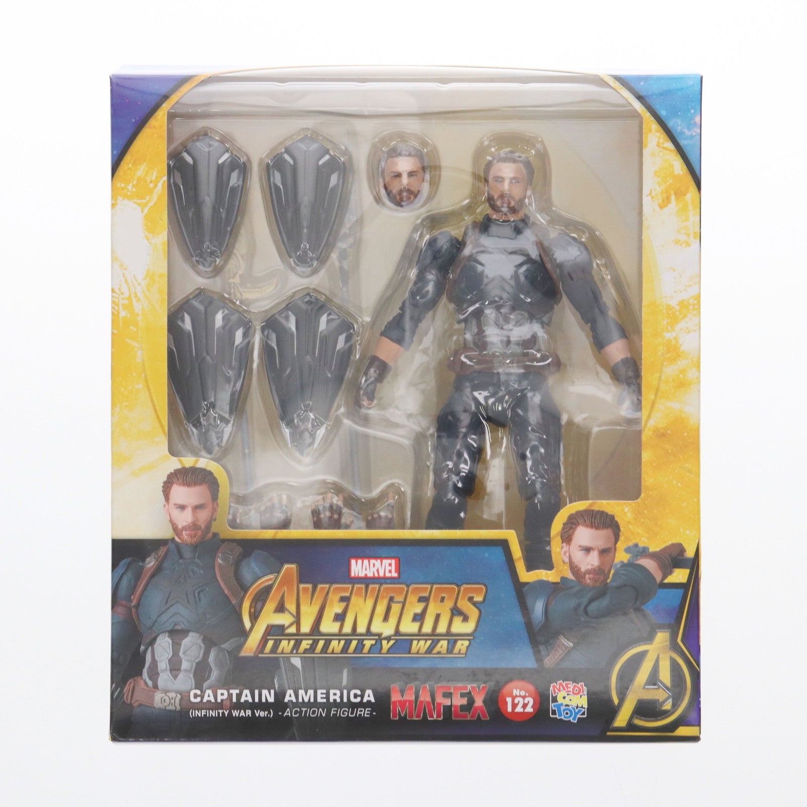 【中古即納】[FIG] マフェックス No.122 MAFEX CAPTAIN AMERICA(INFINITY WAR Ver.)(キャプテンアメリカ インフィニティウォーVer.) アベンジャーズ/インフィニティ・ウォー 完成品 可動フィギュア メディコム・トイ(20210523)