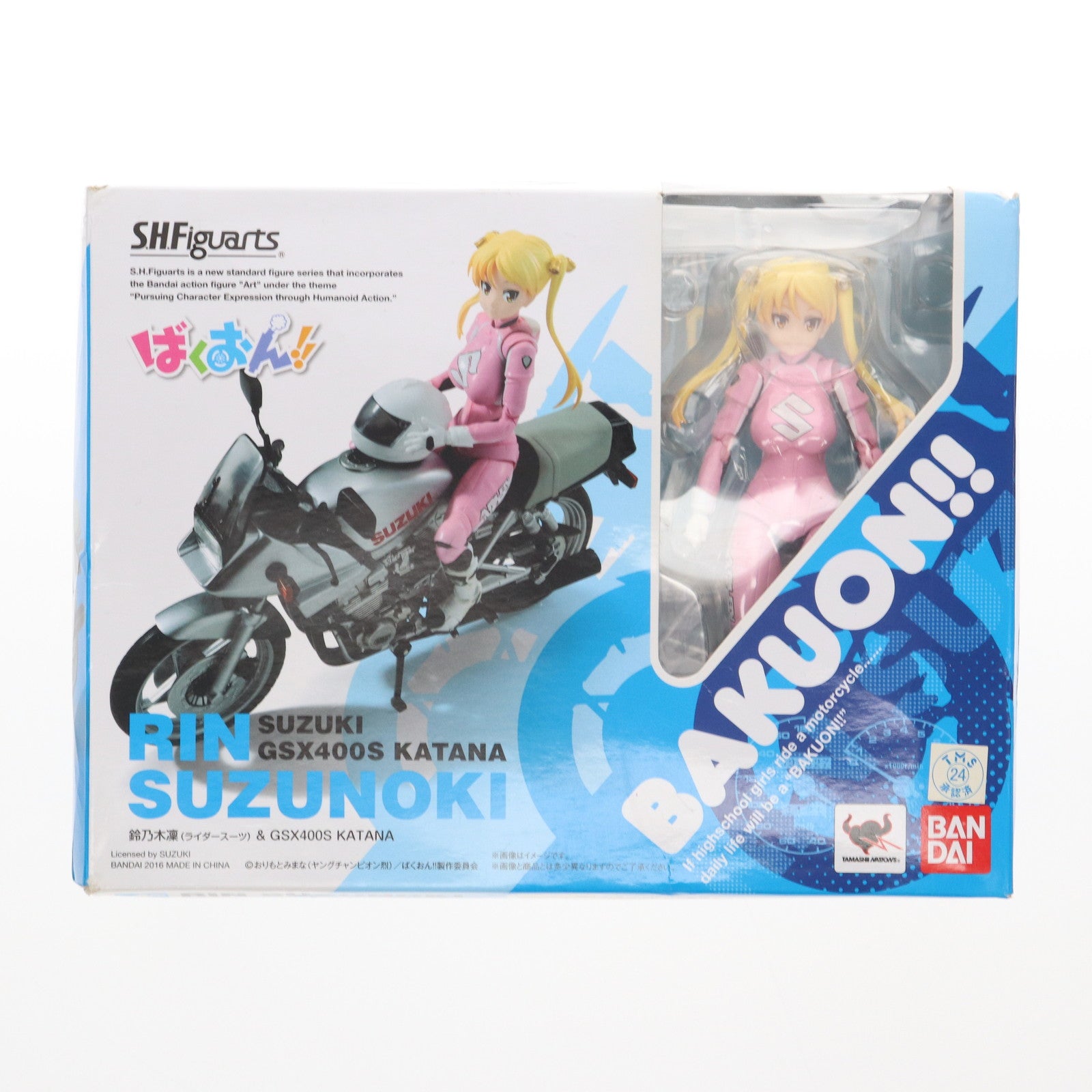 【中古即納】[FIG] S.H.Figuarts(フィギュアーツ) 鈴乃木凜(ライダースーツ)&GSX 400S KATANA ばくおん!! 完成品 可動フィギュア バンダイ(20160826)