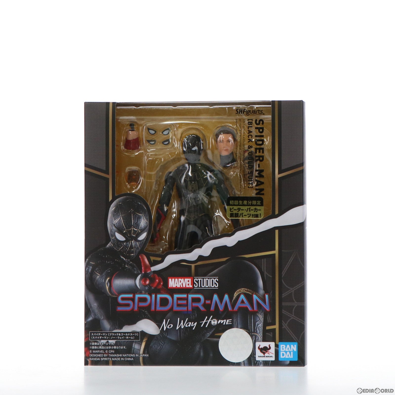 【中古即納】[FIG] 初回特典素面パーツ付属 S.H.Figuarts(フィギュアーツ) スパイダーマン[ブラック&ゴールドスーツ](スパイダーマン:ノー・ウェイ・ホーム) 完成品 可動フィギュア バンダイスピリッツ(20220122)