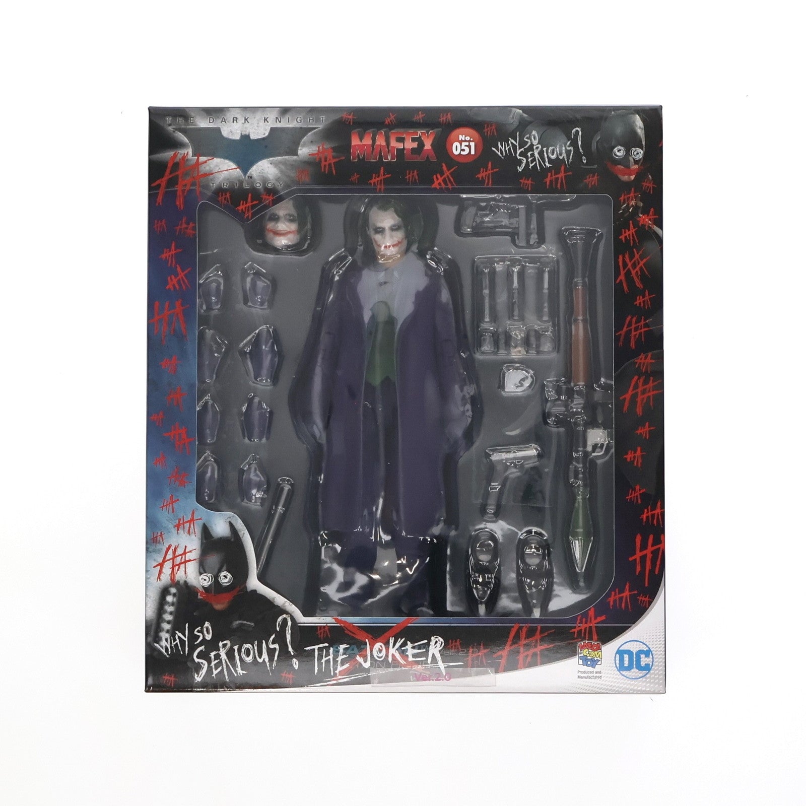 【中古即納】[FIG] マフェックス No.051 MAFEX THE JOKER(ジョーカー) Ver.2.0 THE DARK KNIGHT(ダークナイト) 完成品 可動フィギュア メディコム・トイ(20200119)