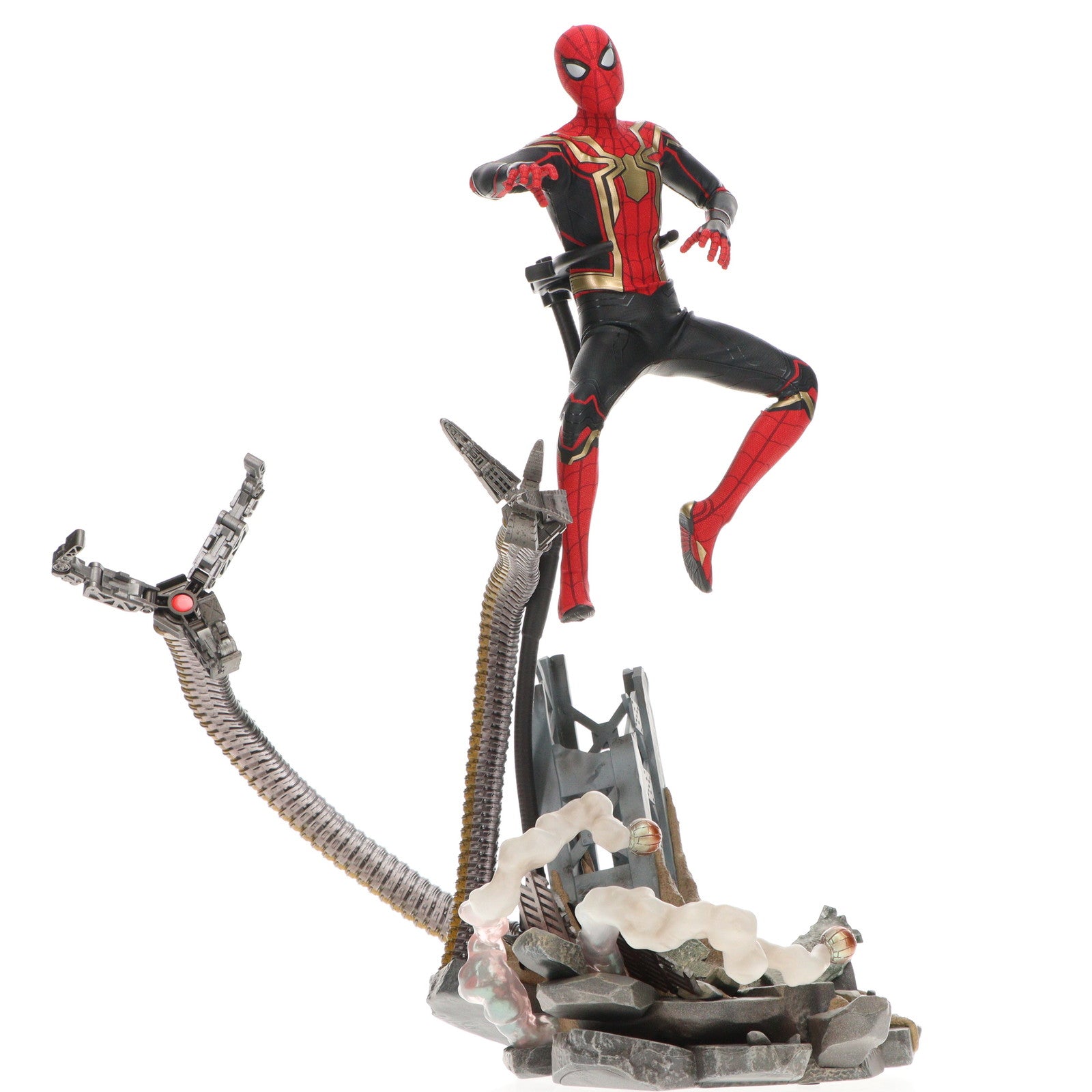 【中古即納】[FIG] ムービー・マスターピース スパイダーマン(インテグレーテッドスーツ版/ボーナスアクセサリー付き) スパイダーマン:ノー・ウェイ・ホーム 1/6 完成品 アクションフィギュア(MMS624) ホットトイズ(20230630)