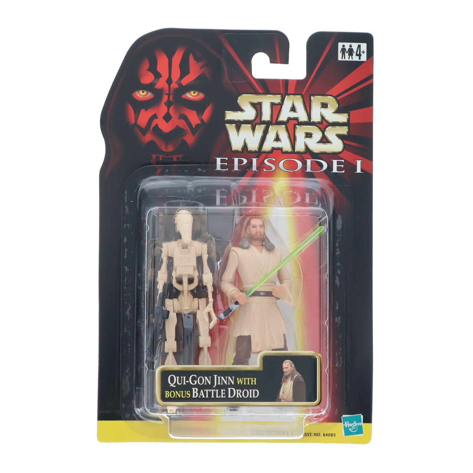 【中古即納】[FIG] クワイ=ガン・ジン with bonus バトル・ドロイド STAR WARS(スター・ウォーズ) エピソード1/ファントム・メナス ベーシックフィギュア コレクション1 完成品 可動フィギュア(84085) ハズブロ(19991231)