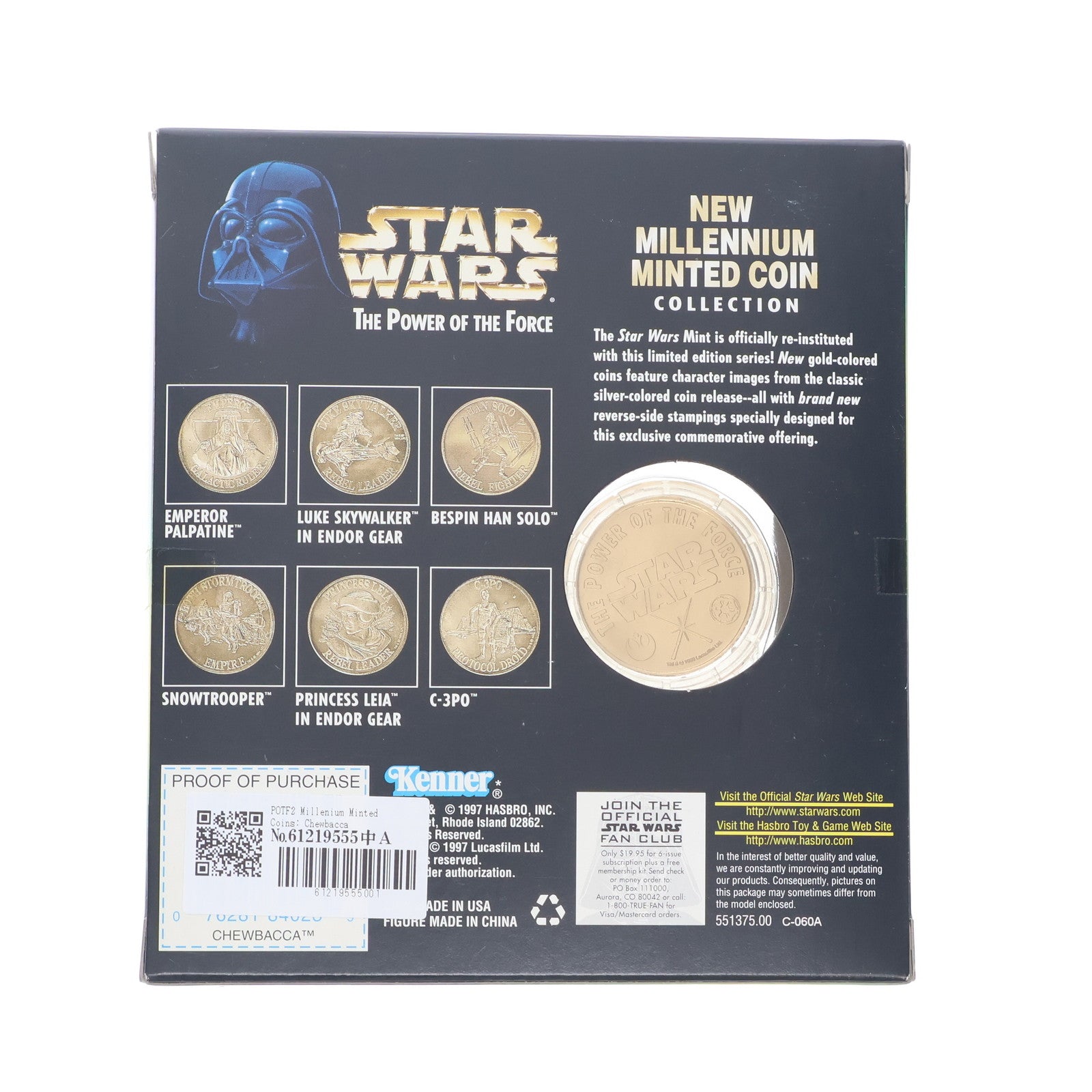 【中古即納】[FIG] チューバッカ STAR WARS(スター・ウォーズ) パワー・オブ・ザ・フォース SPECIAL LIMITED EDITION NEW MILLENNIUM MINTED COIN COLLECTION 完成品 可動フィギュア(84023) Kenner(ケナー)(19971231)