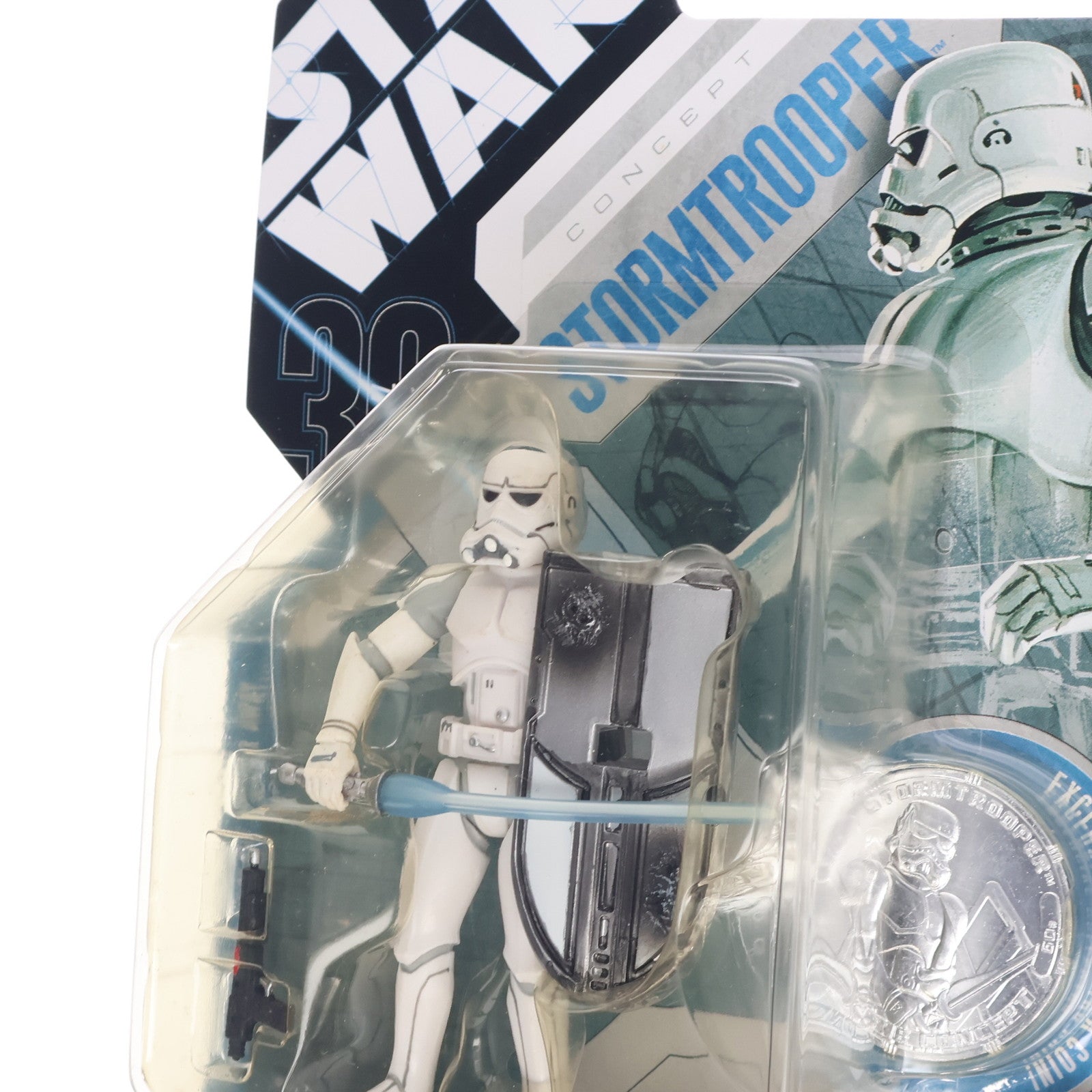 【中古即納】[FIG] スター・ウォーズ 30周年記念 ベーシックフィギュア マクォーリー コンセプト ストームトルーパー(シルバー・コイン) STAR WARS(スター・ウォーズ) 完成品 可動フィギュア(87319) ハズブロ(19991231)