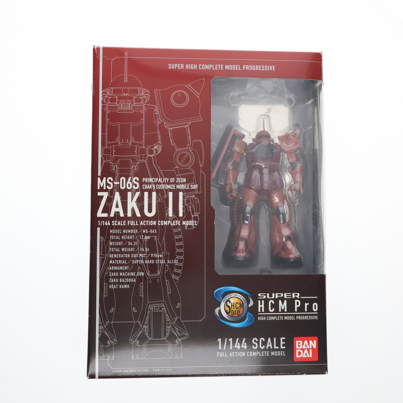 【中古即納】[FIG] SUPER HCM-Pro MS-06S シャア専用ザク 機動戦士ガンダム 1/144 完成品 可動フィギュア バンダイ(20080309)