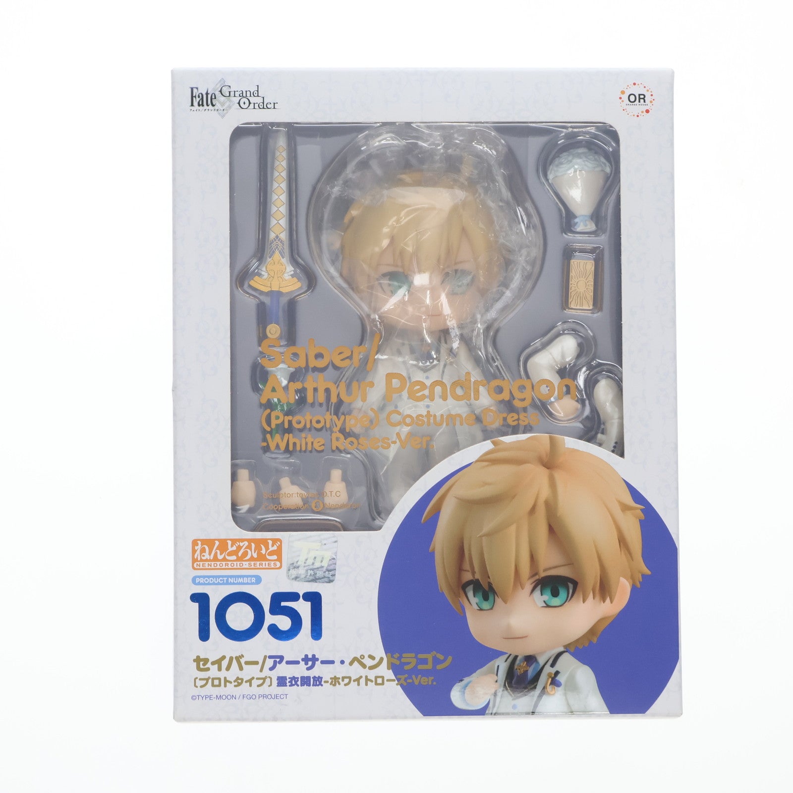 【中古即納】[FIG] ねんどろいど 1051 セイバー/アーサー・ペンドラゴン〔プロトタイプ〕 霊衣開放-ホワイトローズ- Ver. Fate/Grand Order 完成品 可動フィギュア ワンフェス2019冬&GOODSMILE ONLINE SHOP&イベント限定 オランジュ・ルージュ(20190210)