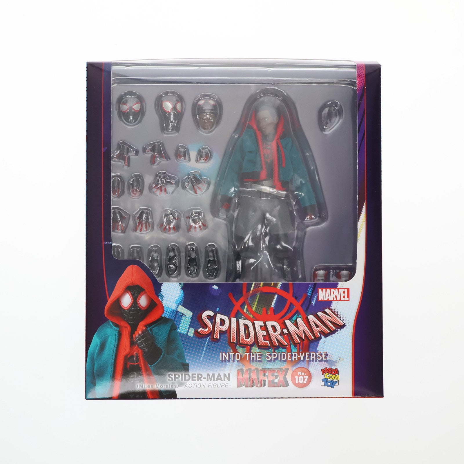 【中古即納】[FIG] マフェックス No.107 MAFEX SPIDER-MAN(Miles Morales)(スパイダーマン マイルス・モラレス) SPIDER-MAN:INTO THE SPIDER-VERSE 完成品 可動フィギュア メディコム・トイ(20201223)