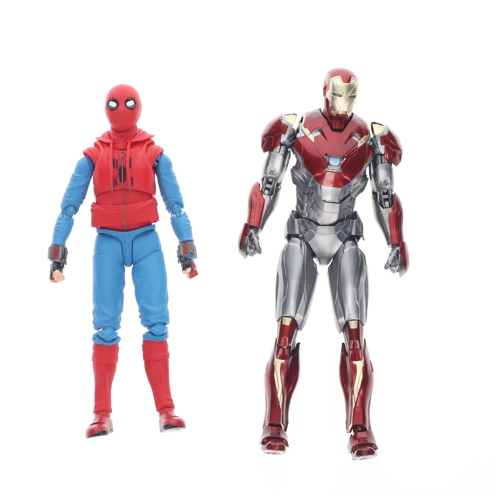 【中古即納】[FIG] 魂ウェブ商店限定 S.H.Figuarts(フィギュアーツ) スパイダーマン(ホームカミング) ホームメイドスーツver. & アイアンマン マーク47 完成品 可動フィギュア バンダイ(20171231)