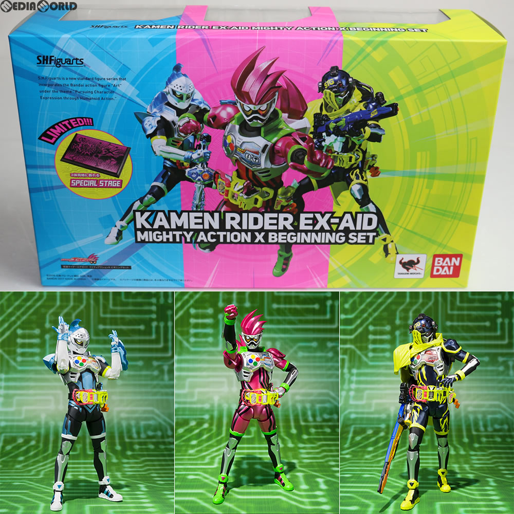 【中古即納】[FIG] S.H.Figuarts(フィギュアーツ) 仮面ライダーエグゼイド マイティアクションX ビギニングセット 完成品 可動フィギュア バンダイ(20170325)