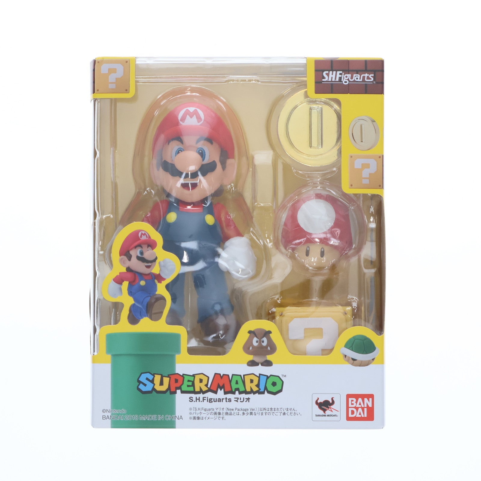 【中古即納】[FIG] S.H.Figuarts(フィギュアーツ) マリオ(New Package Ver.) スーパーマリオブラザーズ 完成品 可動フィギュア バンダイ(20180421)