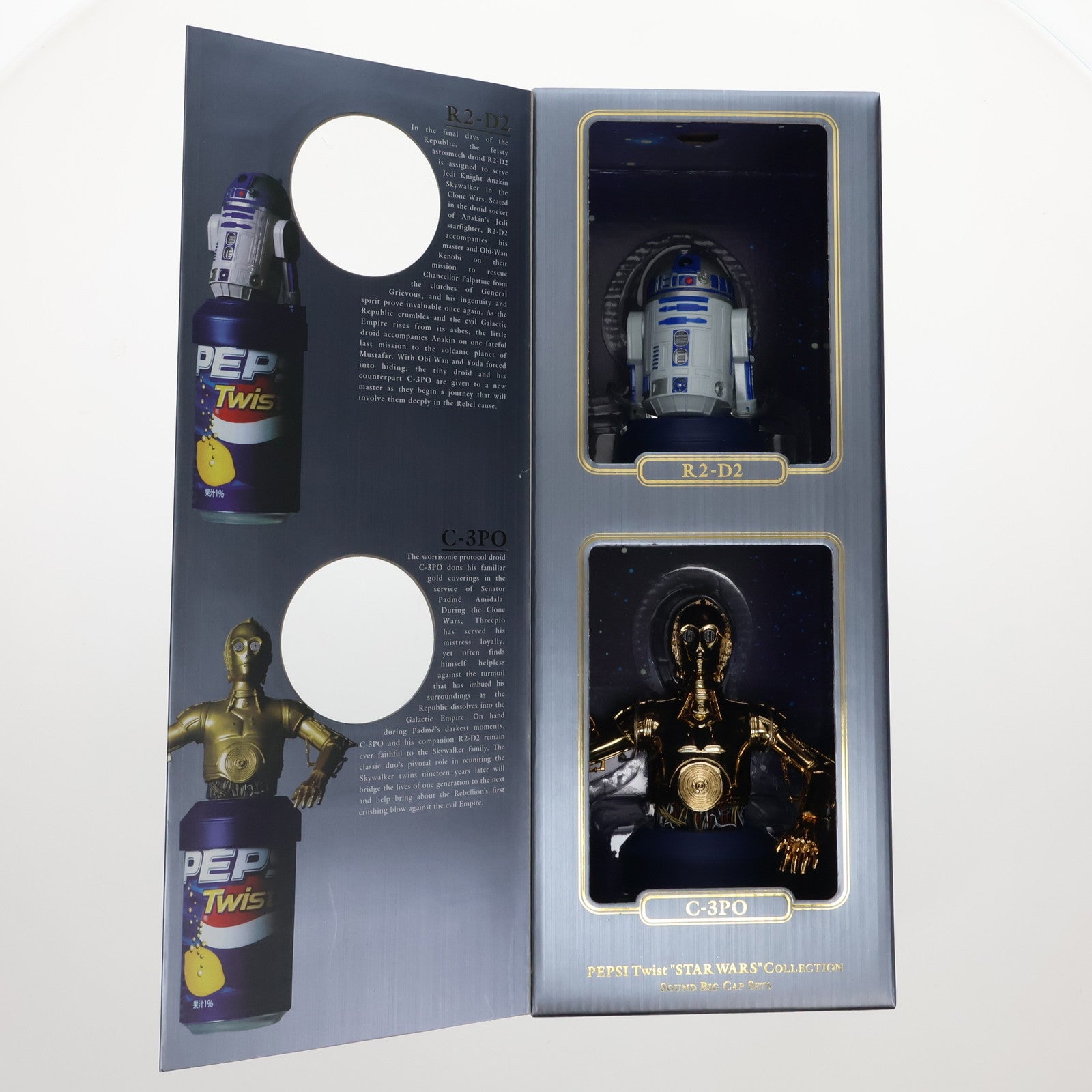 【中古即納】[FIG] PEPSI Twist STAR WARS COLLECTION サウンドビッグキャップセットNo.4 R2-D2/C-3PO 完成品 フィギュア サントリー(19991231)
