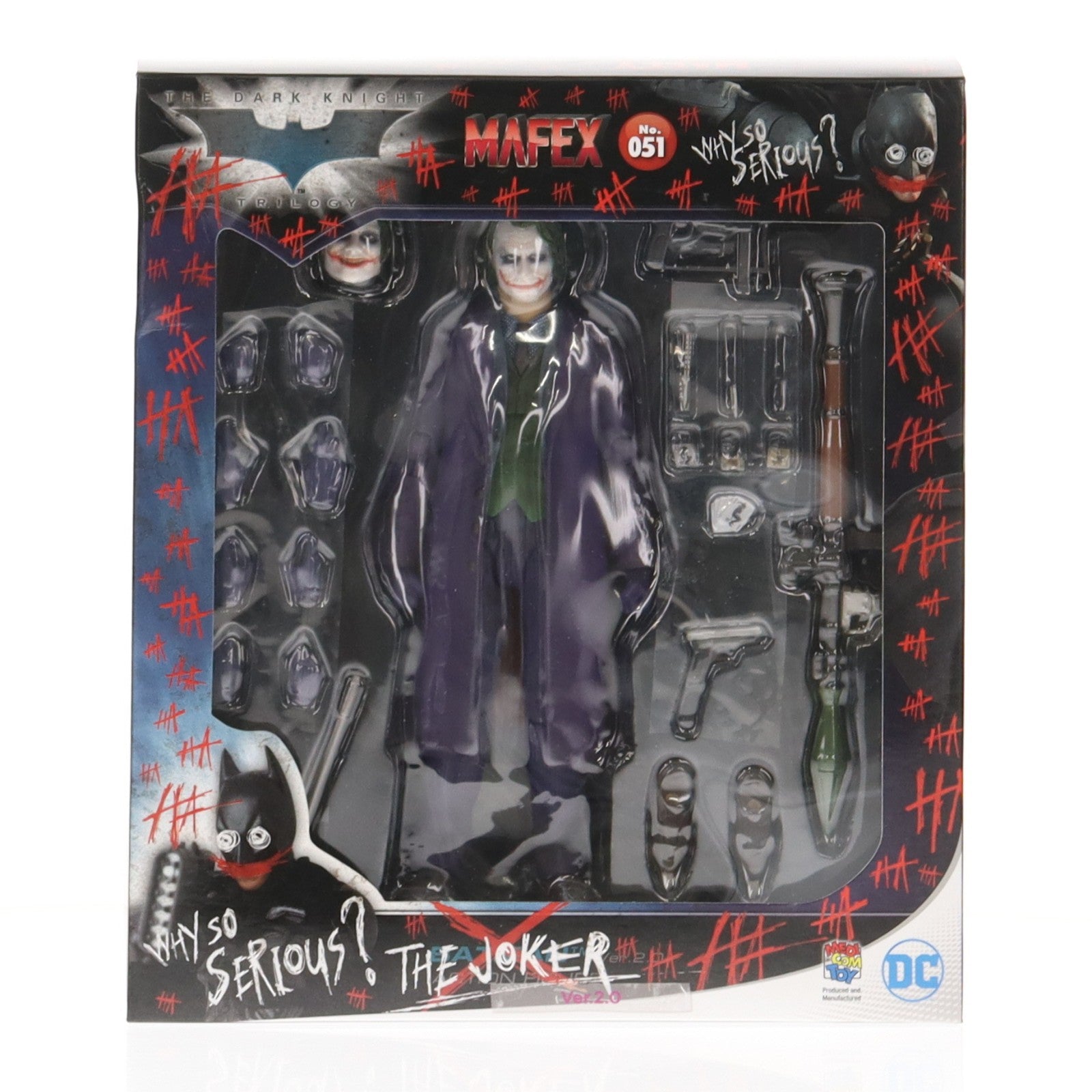【中古即納】[FIG] マフェックス No.051 MAFEX THE JOKER(ジョーカー) Ver.2.0 THE DARK KNIGHT(ダークナイト) 完成品 可動フィギュア メディコム・トイ(20200119)