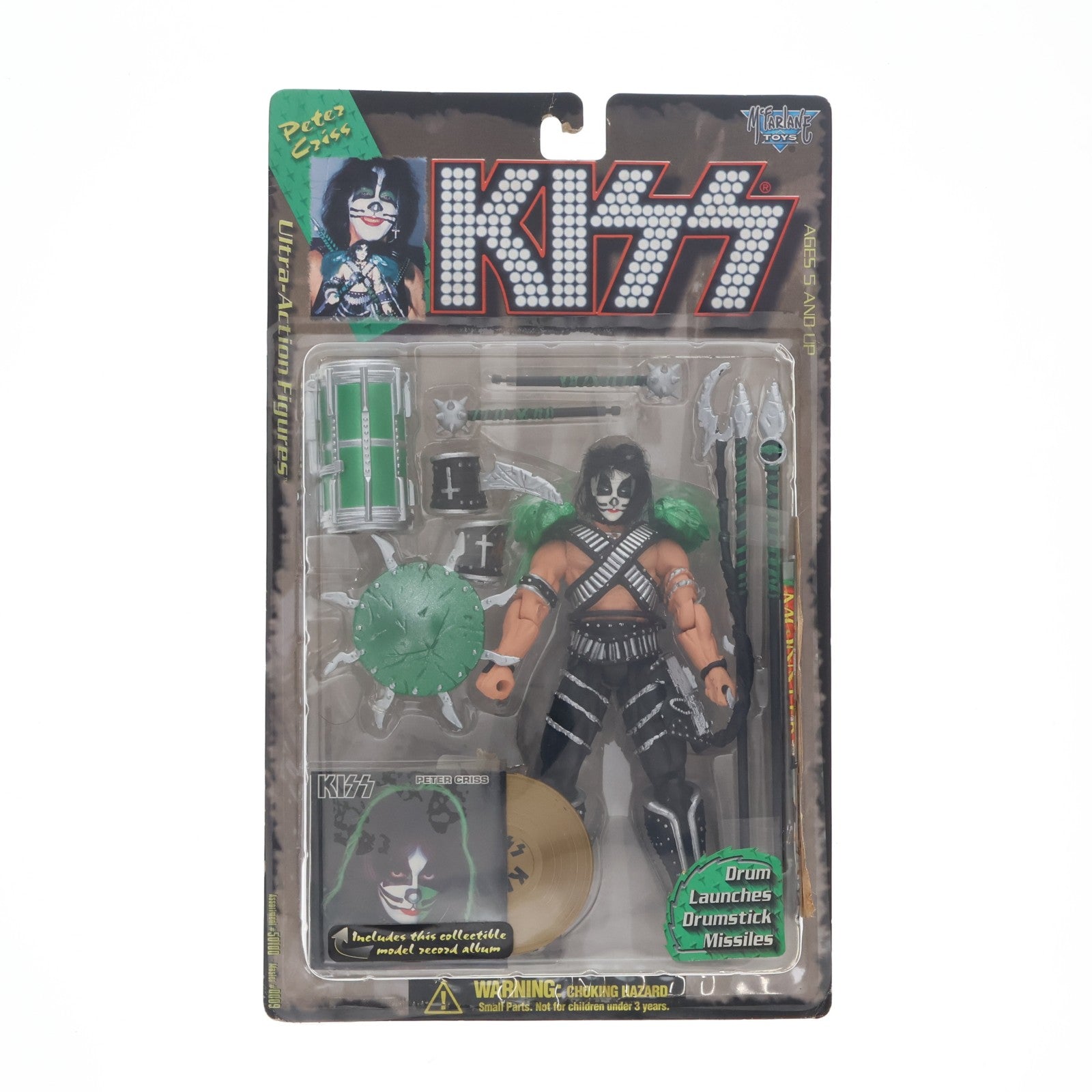【中古即納】[FIG] キッス・ウルトラ・アクションフィギュア Peter Criss(ピーター・クリス)(ミニチュアレコード付き) KISS 完成品 マクファーレン・トイズ(19971231)