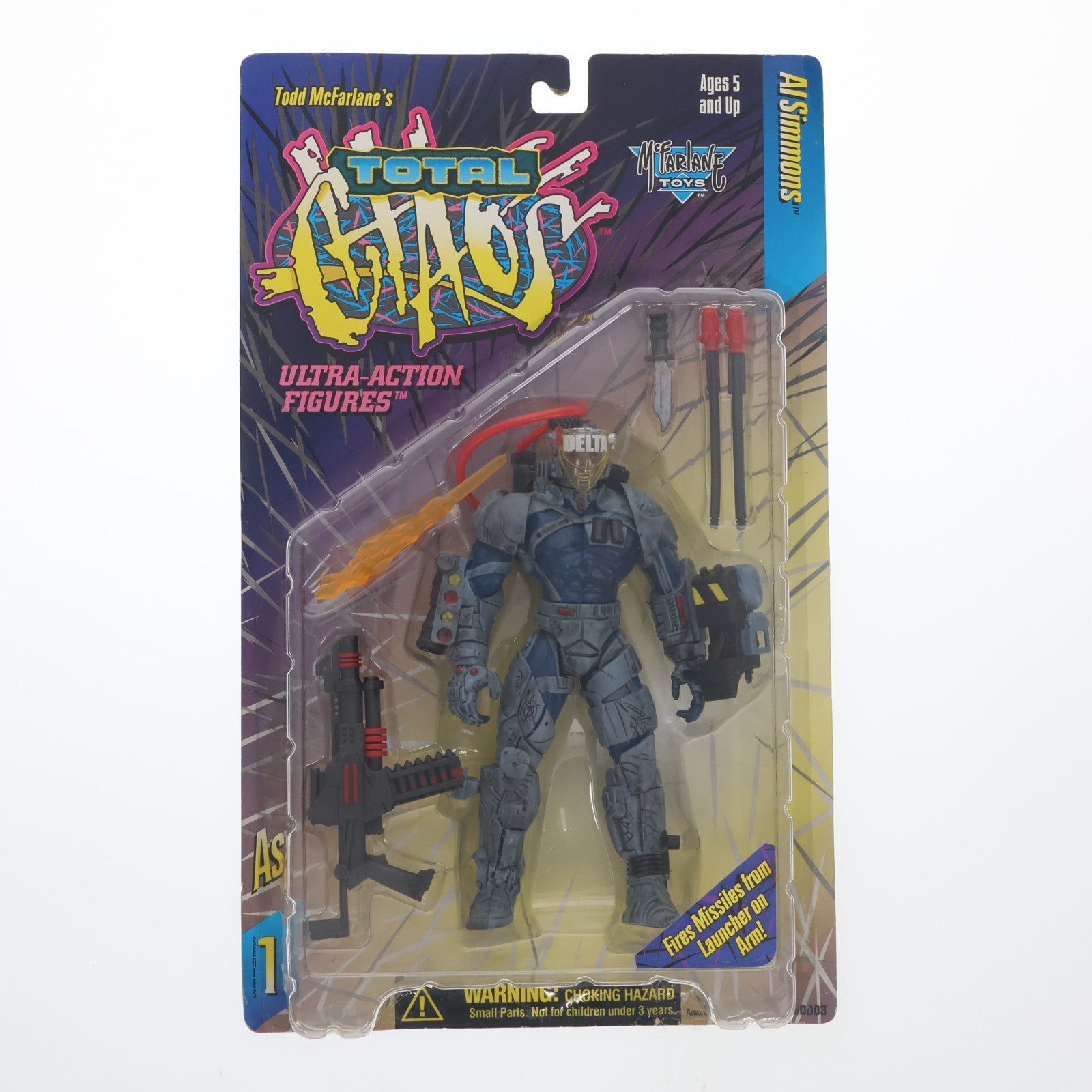 【中古即納】[FIG] ウルトラアクションフィギュア シリーズ1 AL SIMMONS(アル・シモンズ) TOTAL CHAOS(トータルカオス) 完成品 可動フィギュア マクファーレン・トイズ(19961231)