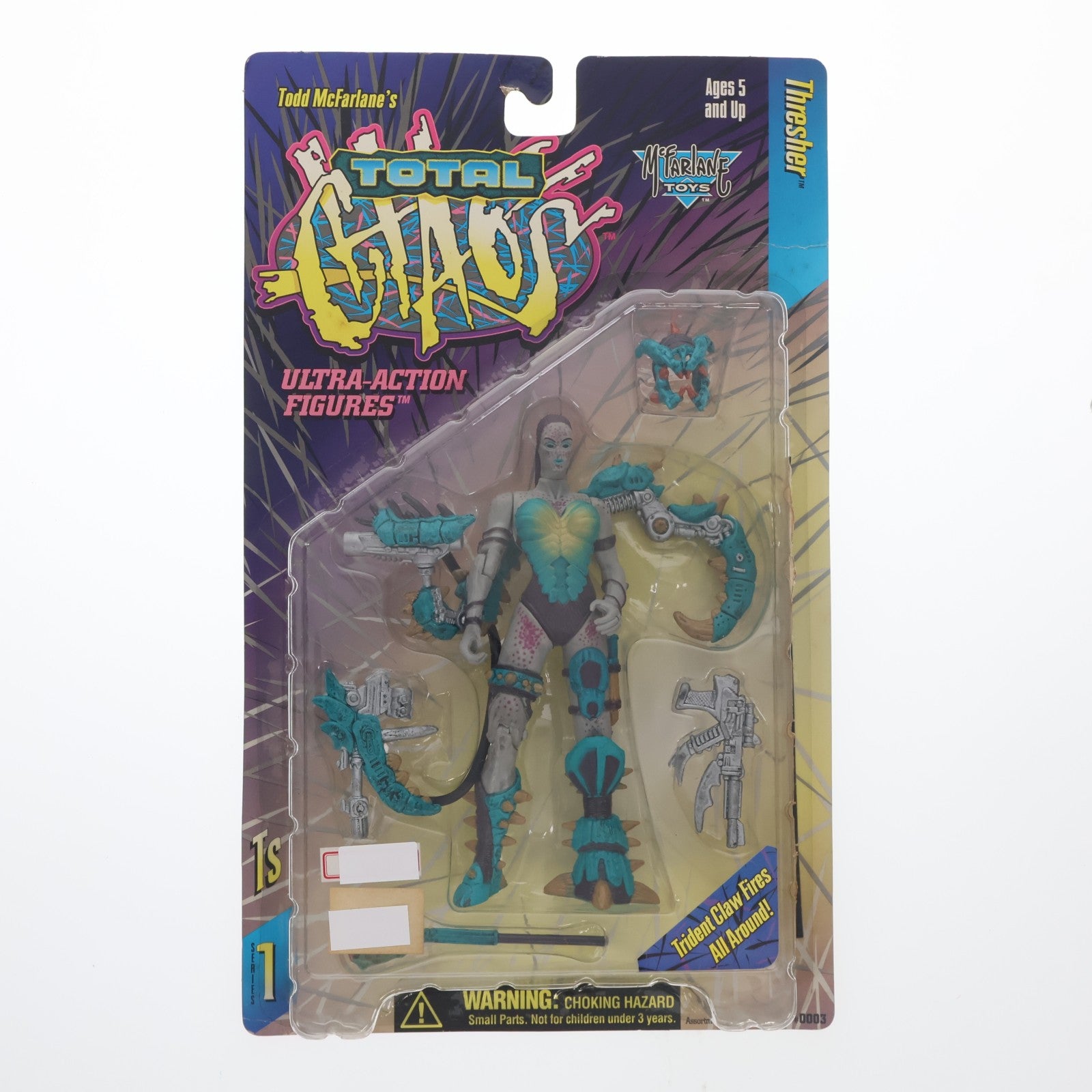 【中古即納】[FIG] トータル・カオス・ウルトラ・アクションフィギュア Thresher BlueArmorVer.(スレッシャー ブルーアーマーver) TOTAL CHAOS シリーズ1 完成品 可動フィギュア(0003) マクファーレン・トイズ(19960228)