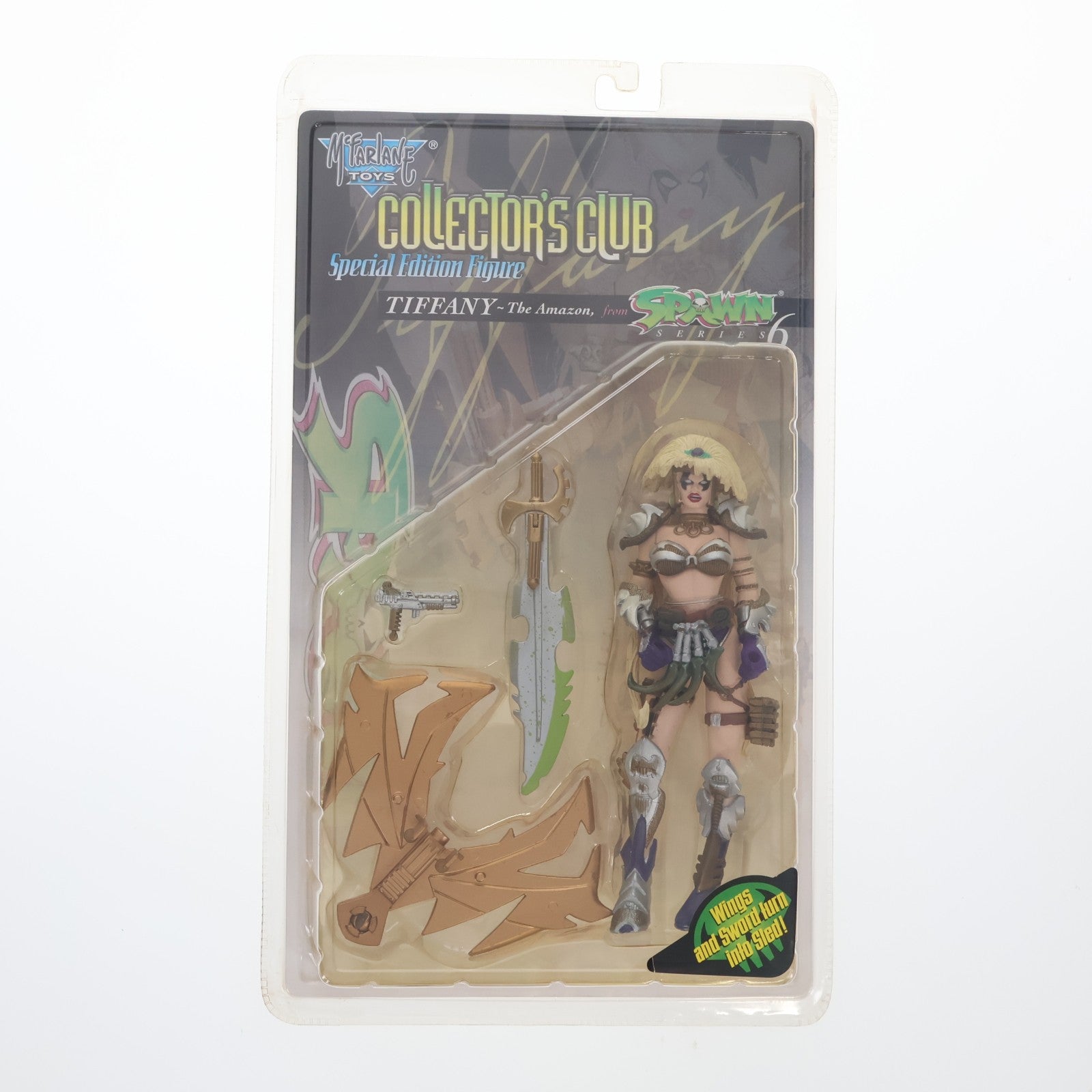 【中古即納】[FIG] スポーン・ウルトラ・アクションフィギュア SPAWN COLLECTOR'S CLUB スペシャルエディション ティファニー ザ・アマゾン(刃黄緑) 完成品 可動フィギュア マクファーレン・トイズ(19991231)
