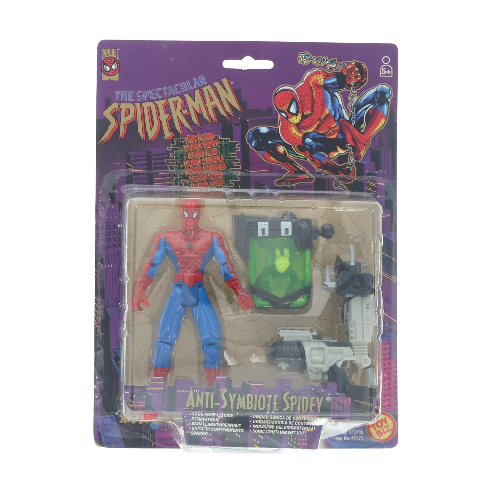 【中古即納】[FIG] スパイダーマン テクノウォーズ ANTI-SYMBIOTE SPIDEY(アンチシンビオート スパイディ) 完成品 アクションフィギュア(47272) TOY BIZ(トイビズ)(19961231)