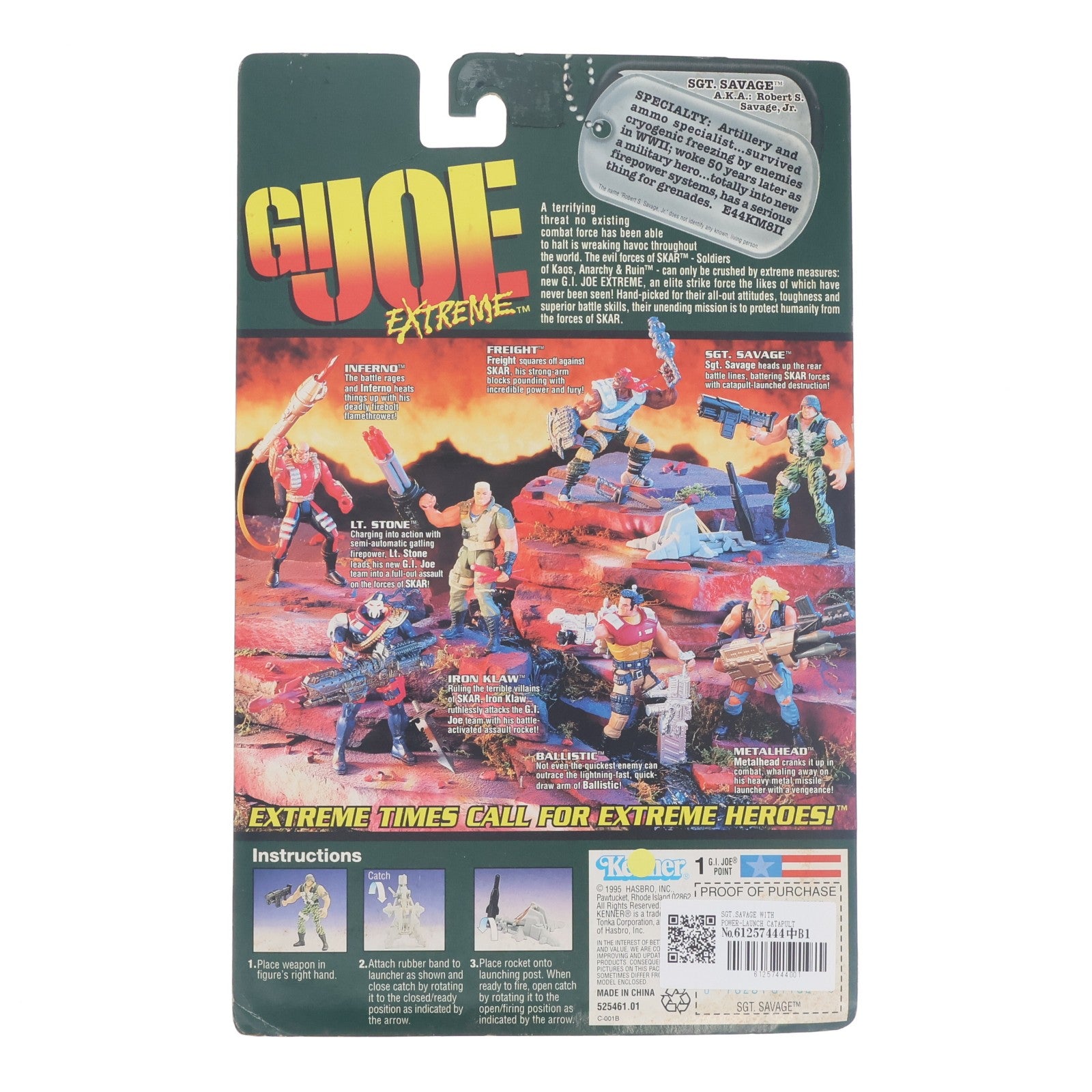 【中古即納】[FIG] SGT.SAVAGE(SGT.サベージ) WITH POWER-LAUNCH CATAPULT G.I. JOE EXTREME(G.I.ジョー・エクストリーム) 完成品 可動フィギュア(81162) Kenner(ケナー)(19951231)