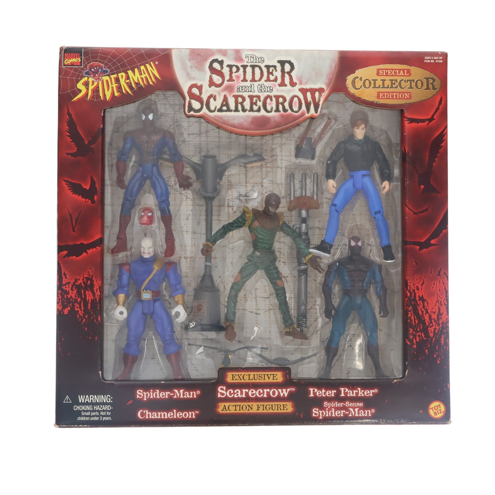 【中古即納】[FIG] THE SPIDER and the SCARECROW アクションフィギュア5体セット 完成品 可動フィギュア(47346) TOY BIZ(トイビズ)(19991231)