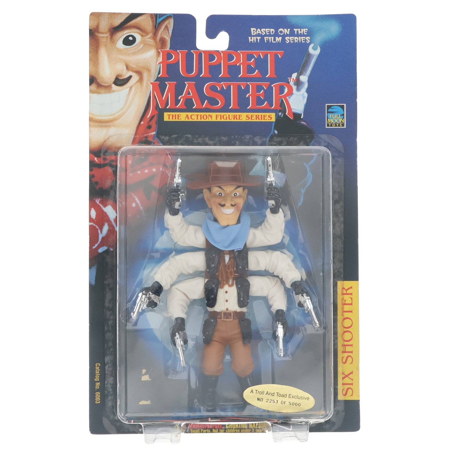 【中古即納】[FIG] BASED ON THE HIT FILM SERIES SIX SHOOTER(シックスシューター)(白シャツ/青バンダナ/銀銃) パペット・マスター3/ナチス大決闘 完成品 アクションフィギュア フルムーントイズ(19971231)