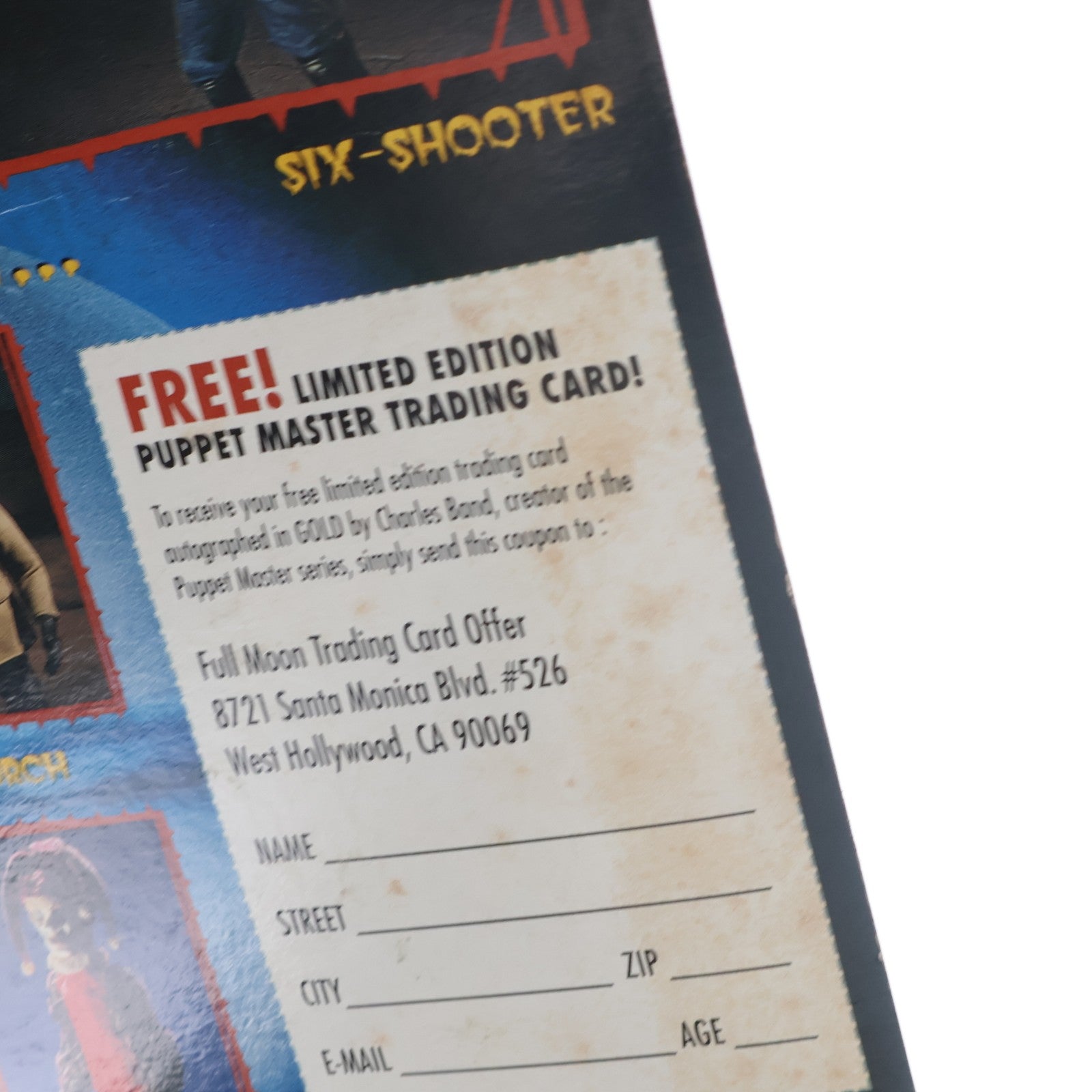 【中古即納】[FIG] BASED ON THE HIT FILM SERIES SIX SHOOTER(シックスシューター)(白シャツ/青バンダナ/銀銃) パペット・マスター3/ナチス大決闘 完成品 アクションフィギュア フルムーントイズ(19971231)