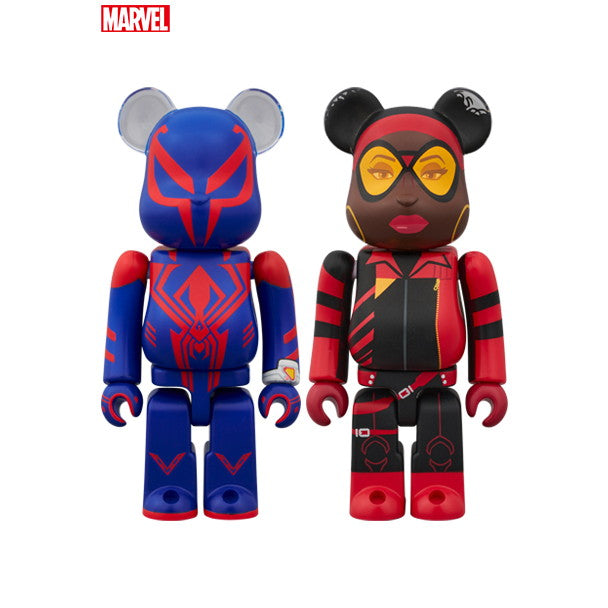 【中古即納】[FIG] BE@RBRICK(ベアブリック) SPIDER-MAN 2099 & SPIDER-WOMAN(スパイダーマン2099&スパイダーウーマン) 2PCS SET スパイダーマン:アクロス・ザ・スパイダーバース 完成品 可動フィギュア メディコム・トイ(20250427)