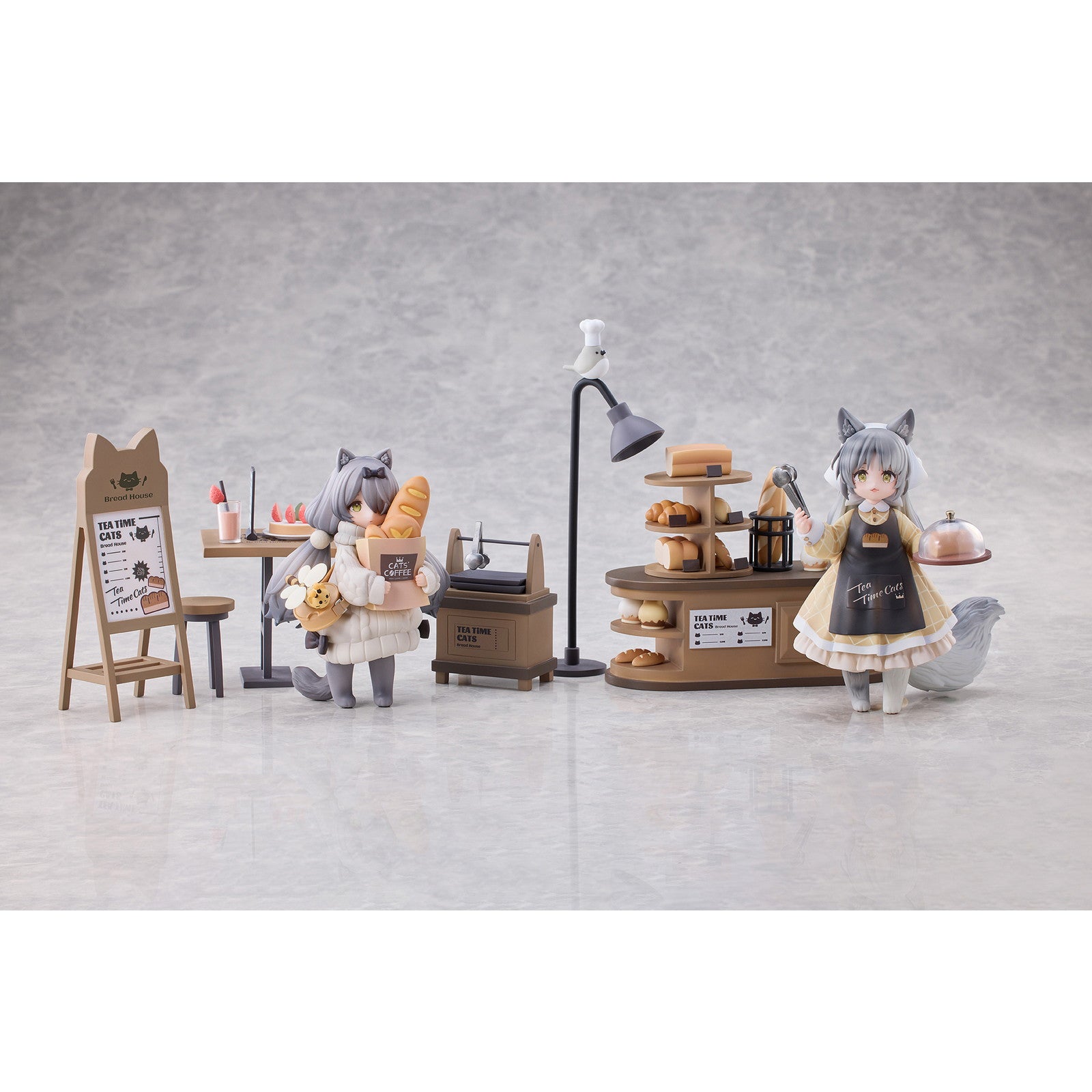 【中古即納】[FIG] セット購入特典付属 DLCシリーズ ティータイム キャッツ シーン にゃん町「パン屋」店員にゃん&お客にゃんセット 完成品 フィギュア RIBOSE(核糖文化)(20250531)