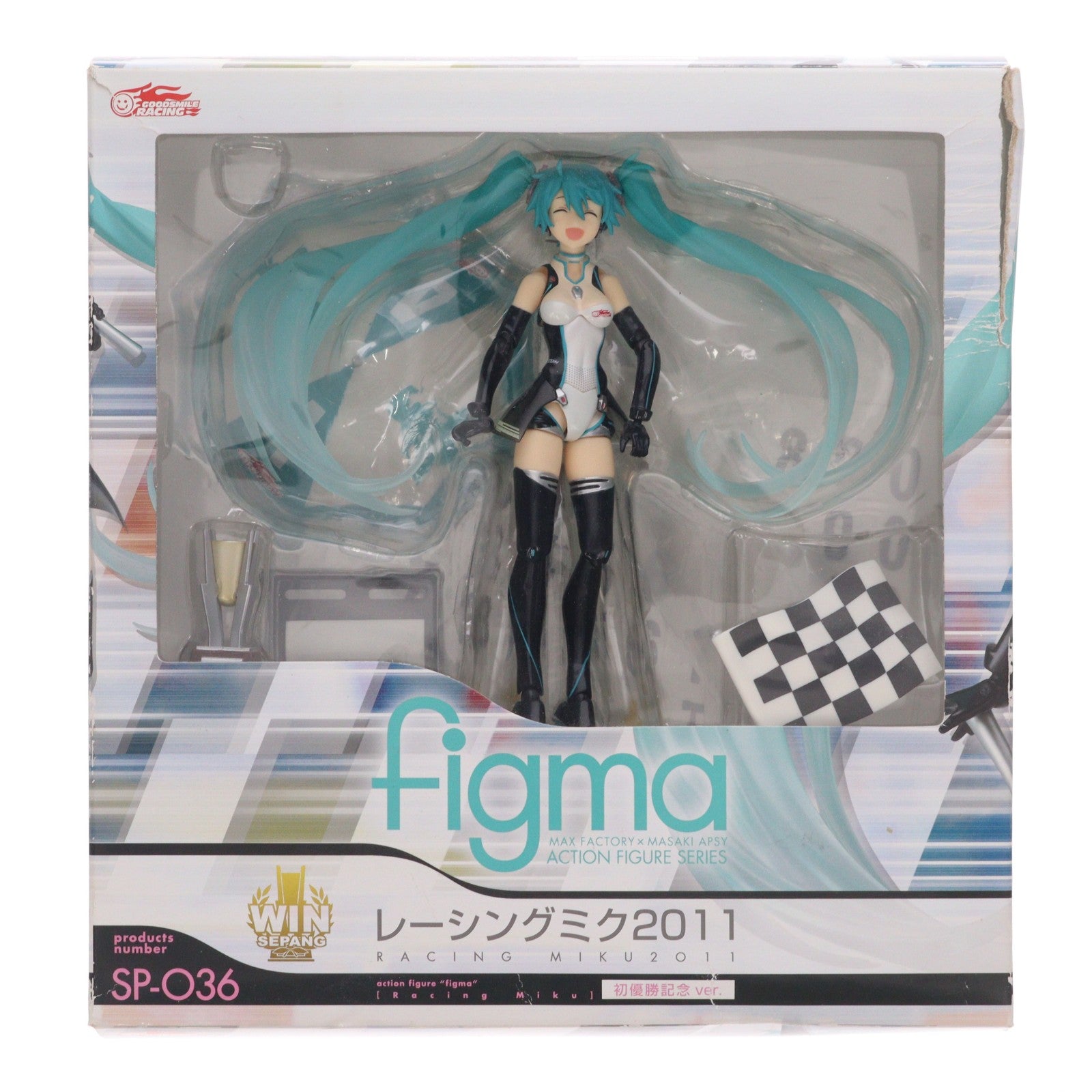 【中古即納】[FIG] ボーナスパーツ付属 figma(フィグマ) SP-036 レーシングミク 2011初優勝記念 ver. 初音ミクGTプロジェクト 完成品 可動フィギュア GSR&Studie with TeamUKYO個人スポンサー特典 グッドスマイルレーシング(20111231)