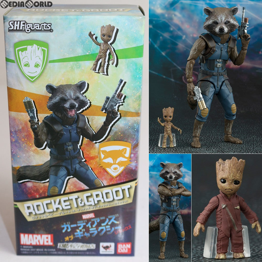 【中古即納】[FIG] 魂ウェブ商店限定 S.H.Figuarts(フィギュアーツ) ロケット&ベビー・グルート ガーディアンズ・オブ・ギャラクシー:リミックス 完成品 可動フィギュア バンダイ(20170930)