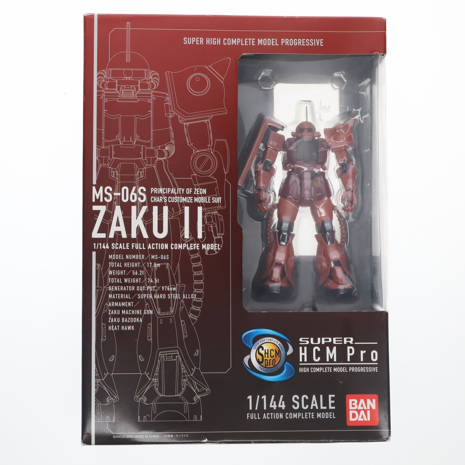 【中古即納】[FIG] SUPER HCM-Pro MS-06S シャア専用ザク 機動戦士ガンダム 1/144 完成品 可動フィギュア バンダイ(20080309)