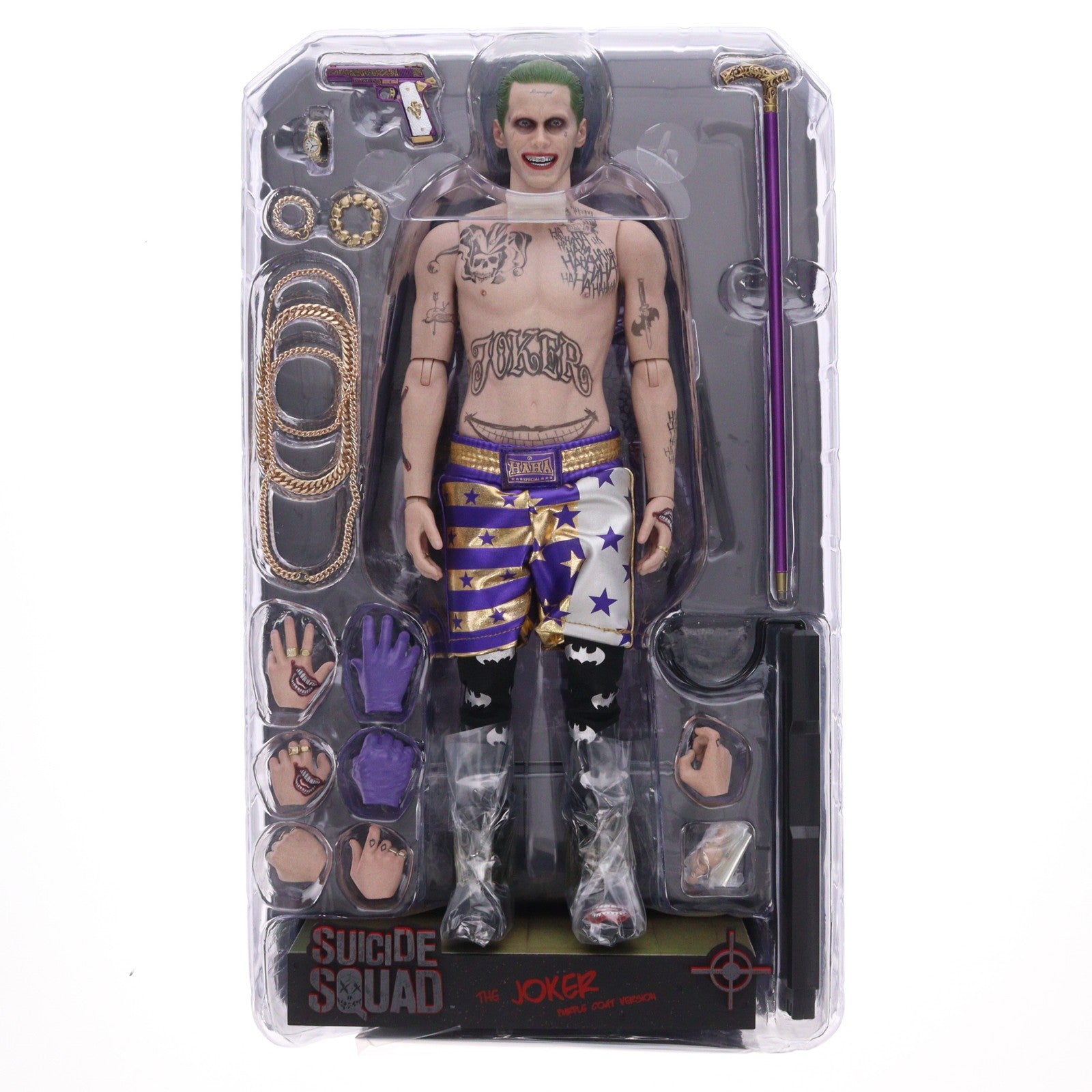 【中古即納】[FIG] トイサピエンス限定 ムービー・マスターピース ジョーカー(パープル・コート版)[ボーナスアクセサリー付き] スーサイド・スクワッド 1/6 完成品 可動フィギュア(MM#382b) ホットトイズ(20170601)