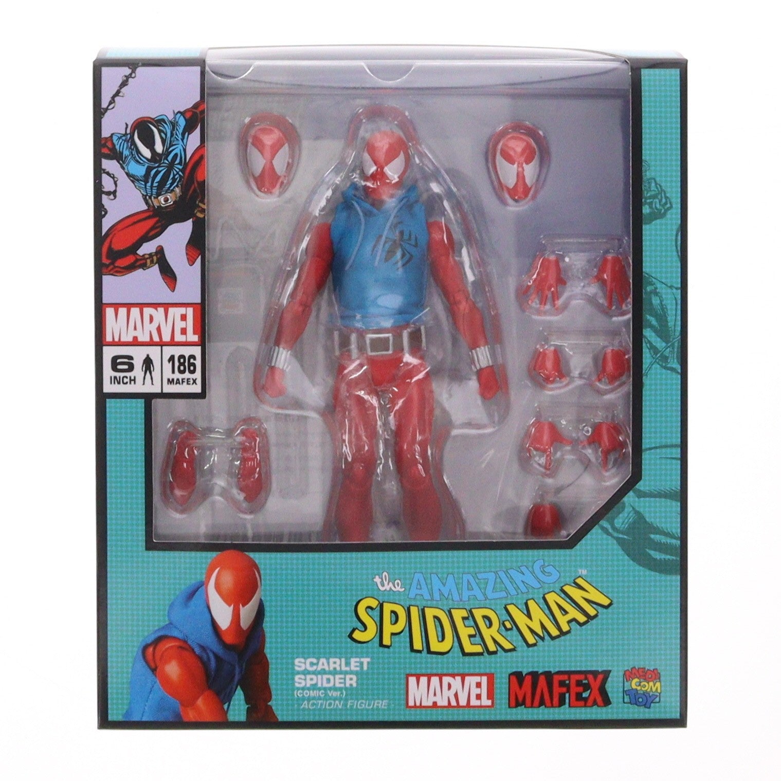 【中古即納】[FIG] マフェックス No.186 MAFEX SCARLET SPIDER(COMIC Ver.)(スカーレット・スパイダー コミックver) The Amazing Spider-Man(ジ・アメイジング・スパイダーマン) 完成品 可動フィギュア メディコム・トイ(20230701)