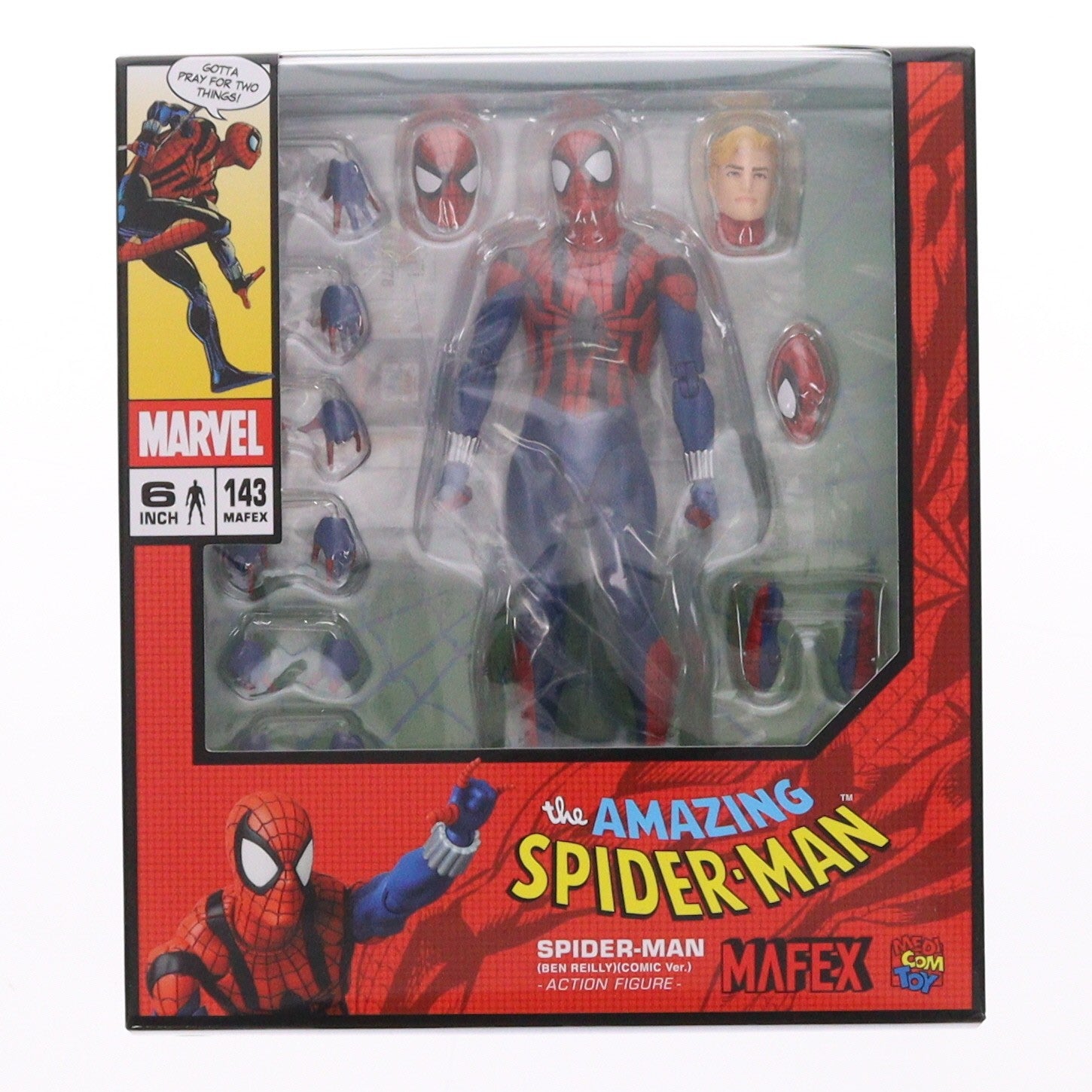【中古即納】[FIG] (再販) マフェックス No.143 MAFEX SPIDER-MAN(BEN REILLY)(COMIC Ver.)(スパイダーマン ベン・ライリー コミックVer) アメイジング・スパイダーマン 完成品 可動フィギュア メディコム・トイ(20251011)