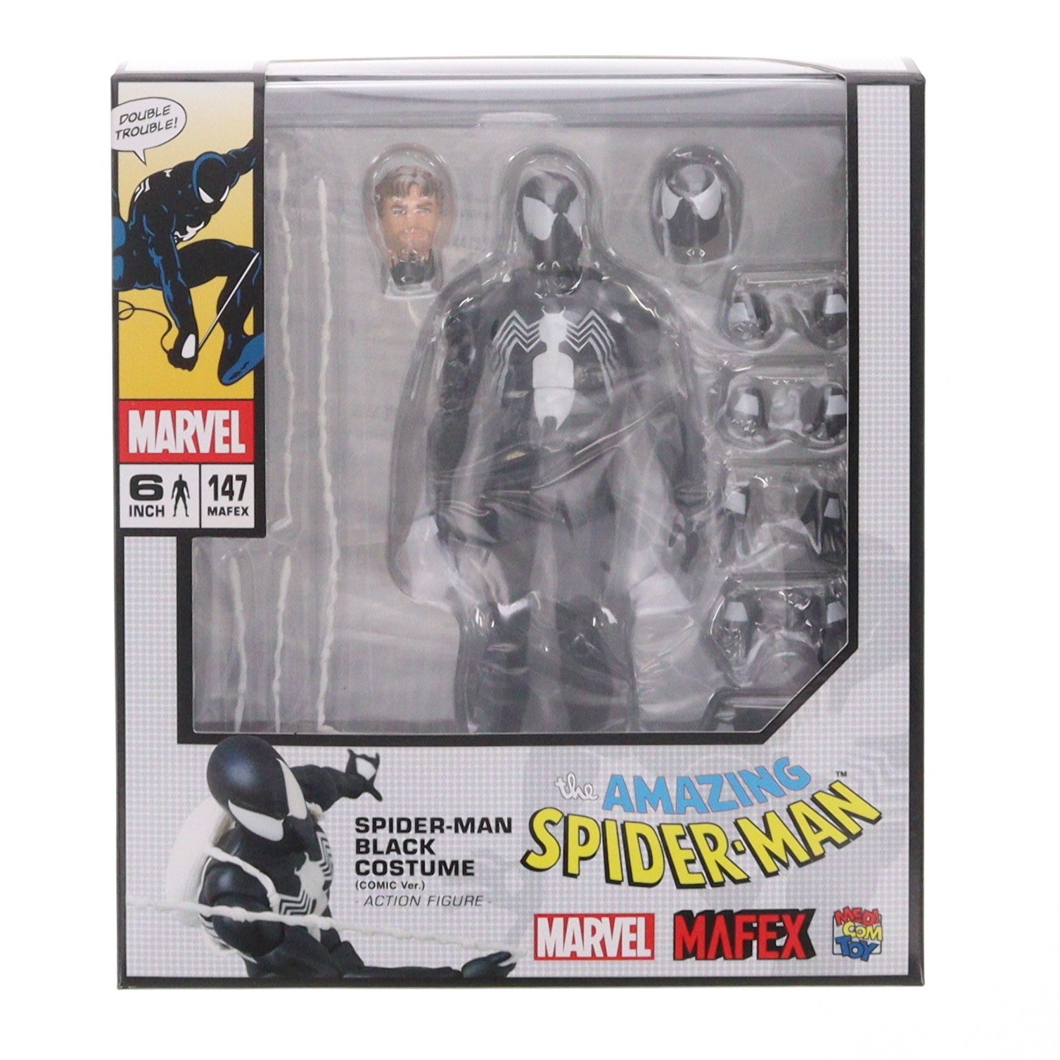 【中古即納】[FIG] (再販) マフェックス No.147 MAFEX SPIDER-MAN BLACK COSTUME(COMIC Ver.)(スパイダーマン ブラックコスチューム コミックver) 完成品 可動フィギュア メディコム・トイ(20260228)
