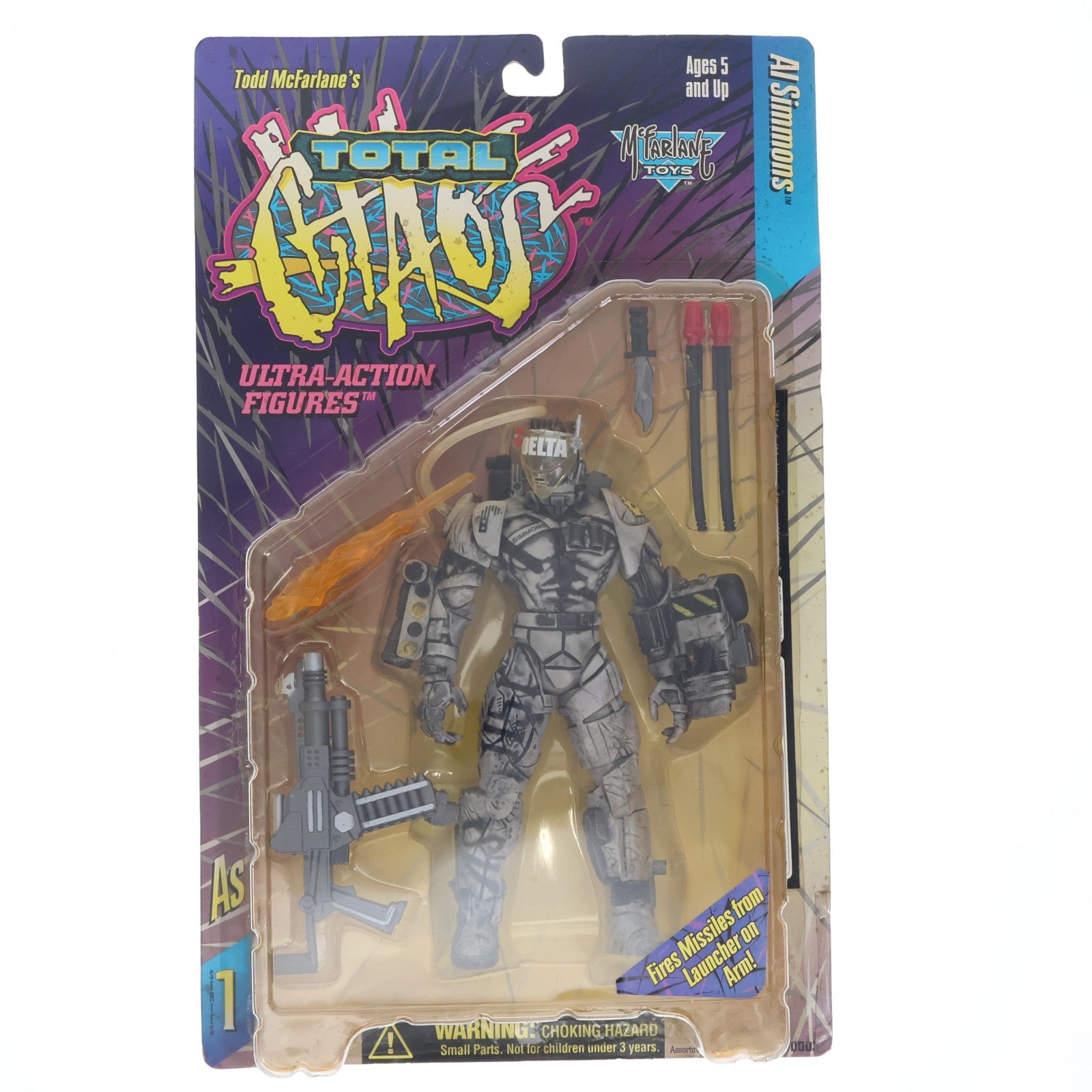 【中古即納】[FIG] トータル・カオス・ウルトラ・アクションフィギュア Al Simmons(アル・シモンズ) 白Ver. TOTAL CHAOS シリーズ1 完成品 可動フィギュア マクファーレン・トイズ/レッズ(19961231)