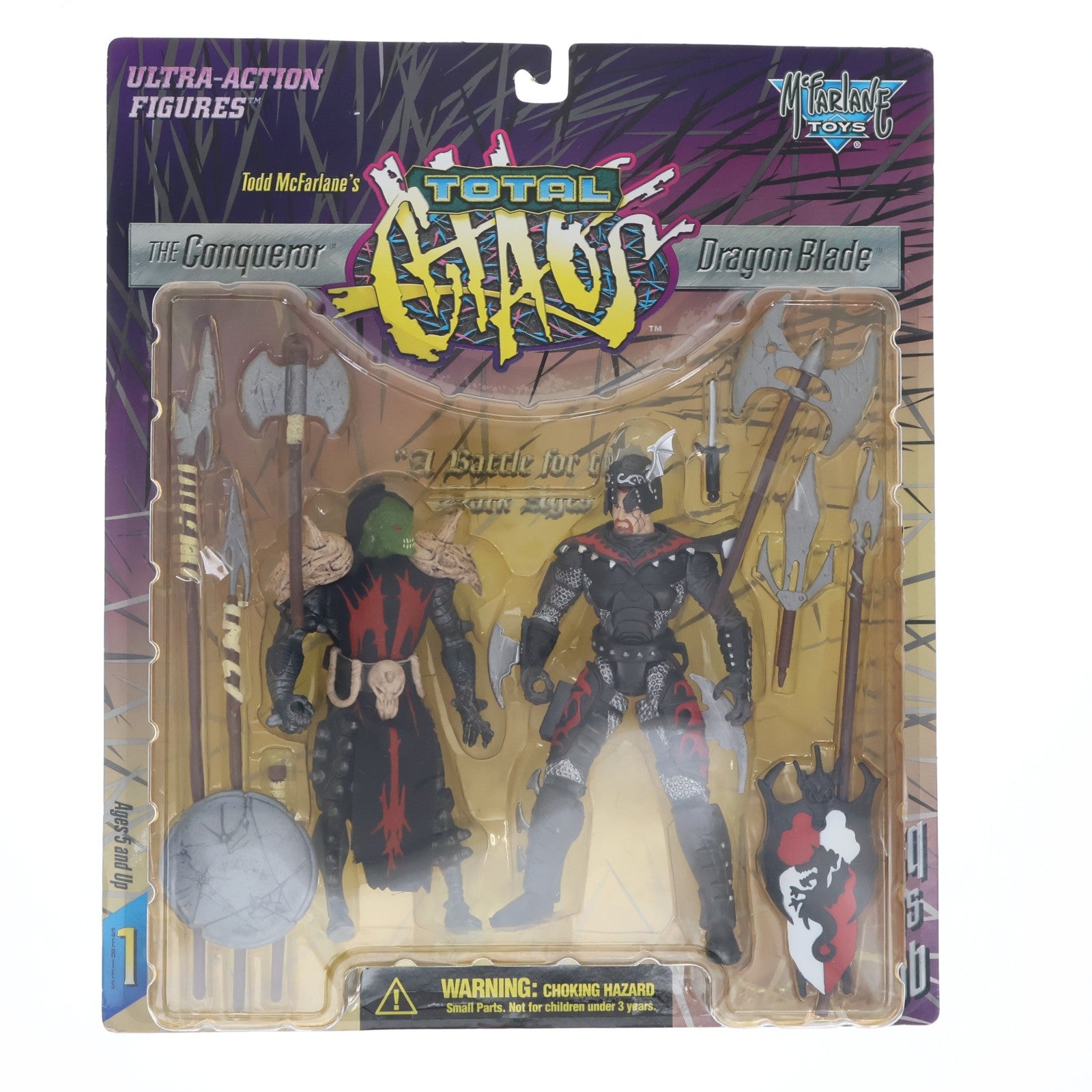 【中古即納】[FIG] トータル・カオス・ウルトラ・アクションフィギュア Dragon Blade vs THE Conqueror(ドラゴン・ブレードvsコンカラー) TOTAL CHAOS シリーズ1 完成品 可動フィギュア マクファーレン・トイズ(19961231)