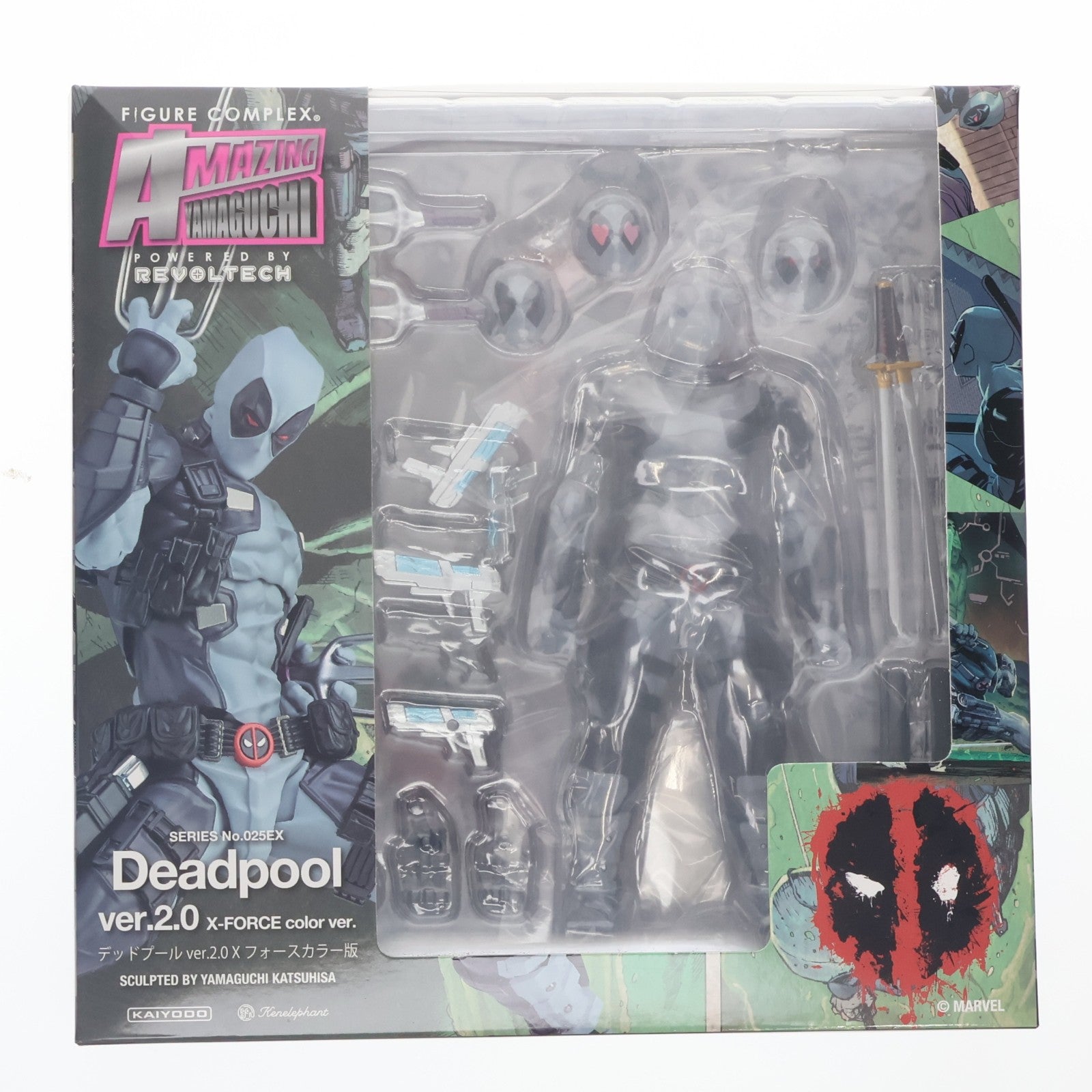 【中古即納】[FIG] フィギュアコンプレックス アメイジングヤマグチ No.025EX Deadpool ver.2.0 X-FORCE color ver.(デッドプール ver.2.0 Xフォースカラー版) 完成品 可動フィギュア 海洋堂(20220305)