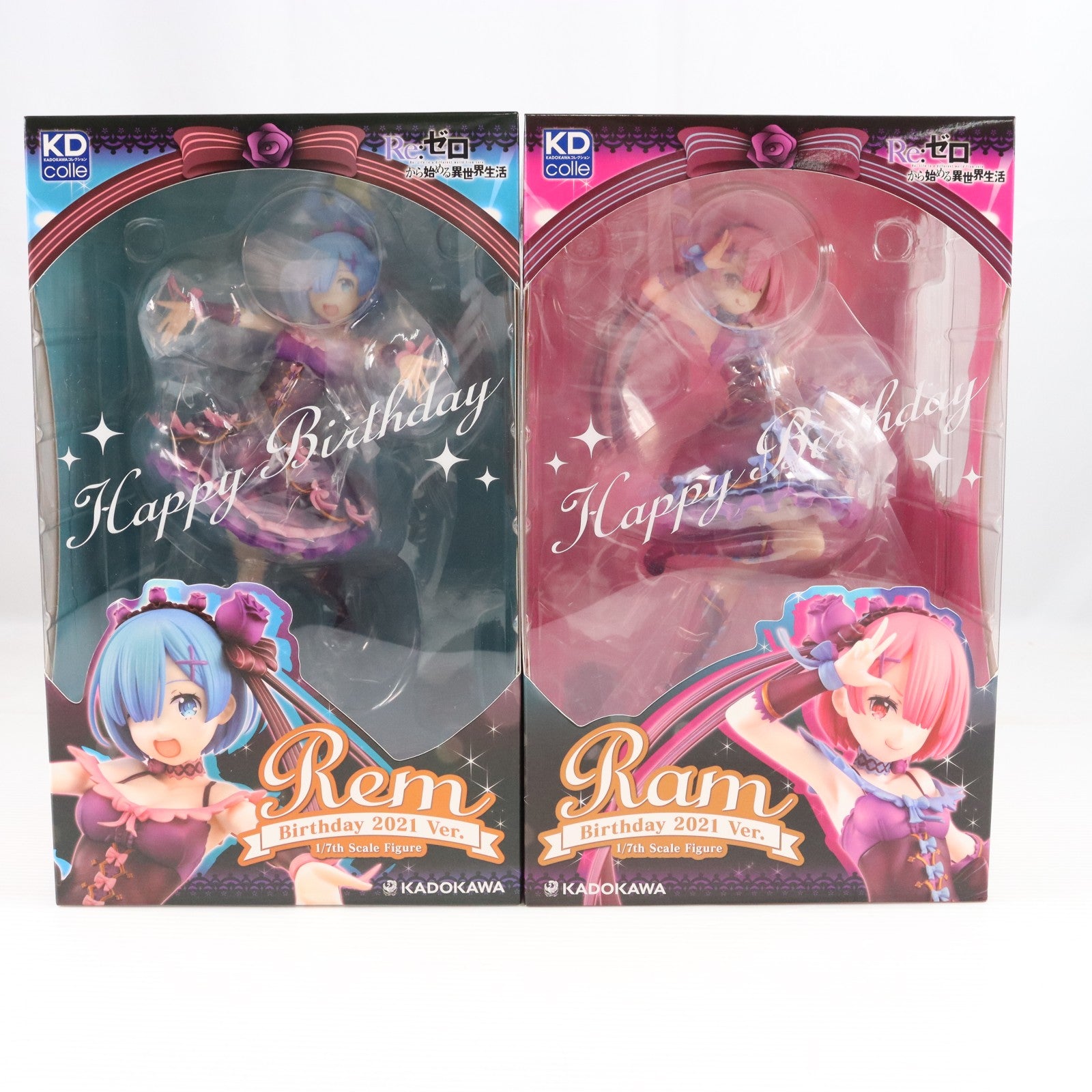 【中古即納】[FIG] KDcolle ラム&レム 生誕祭2021Ver. お祝いセット Re:ゼロから始める異世界生活 1/7 完成品 フィギュア KADOKAWA(カドカワ)(20230430)