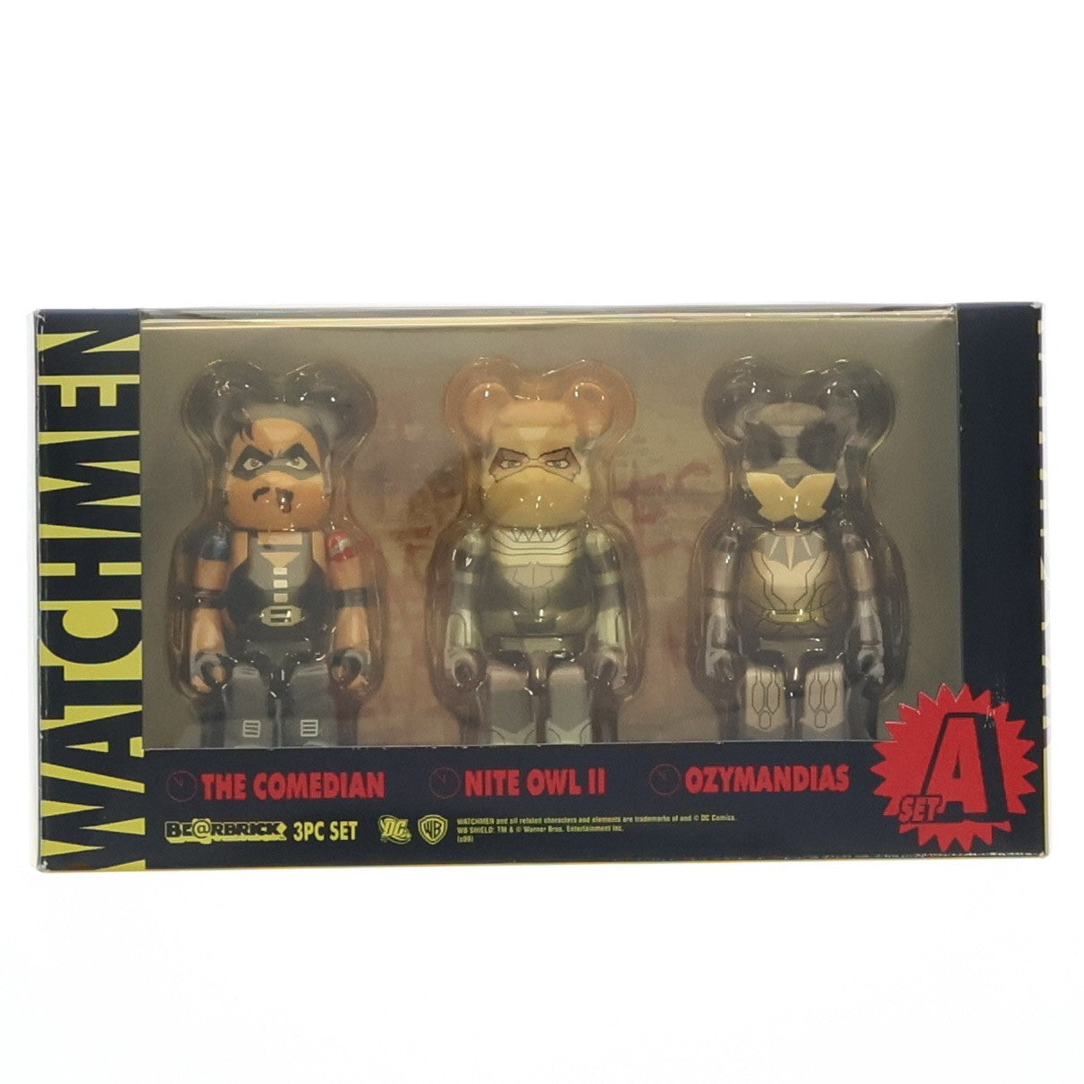 【中古即納】[FIG] BE@RBRICK(ベアブリック) THE COMEDIAN & NITE OWL II & OZYMANDIAS(コメディアン&ナイトオウル2世&オジマンディアス) 3pack セットA(3体セット) ウォッチメン 完成品 可動フィギュア メディコム・トイ(20090331)