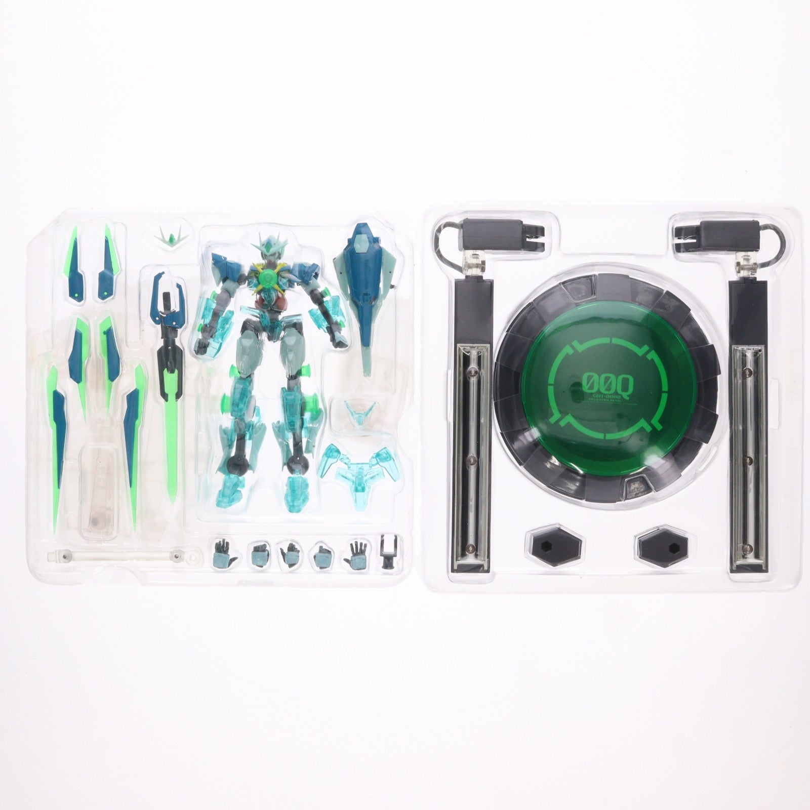【中古即納】[FIG] 魂ウェブ商店限定 ROBOT魂(SIDE MS) ダブルオークアンタ(クアンタムバーストVer.) ブラックライト台座セット 劇場版 機動戦士ガンダム00 完成品 可動フィギュア バンダイ(20110930)