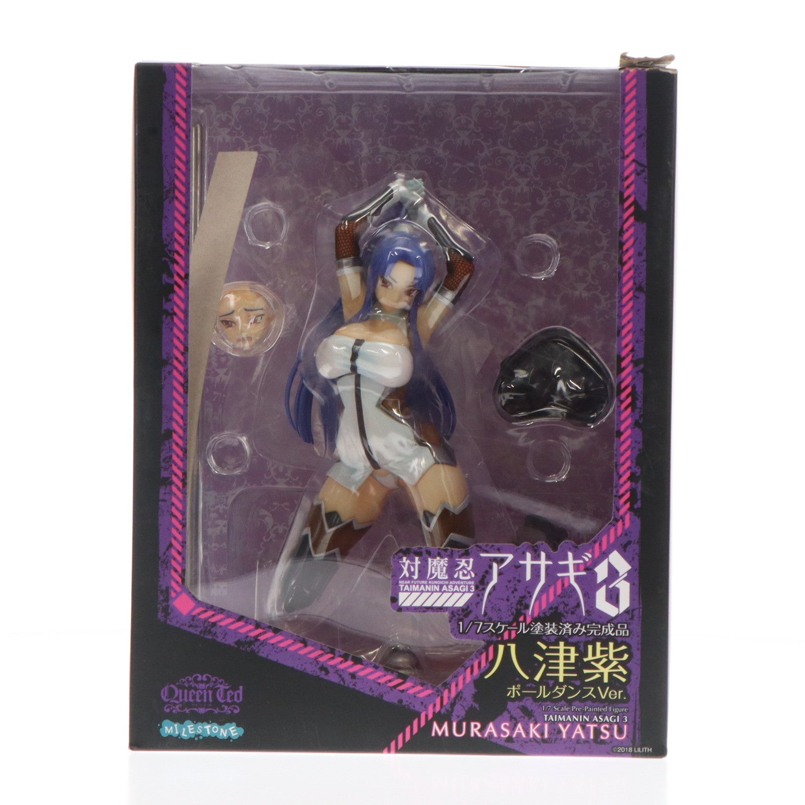 【中古即納】[FIG] 八津紫(やつむらさき) ポールダンスVer. 対魔忍アサギ3 1/7 完成品 フィギュア クイーンテッド(20180829)