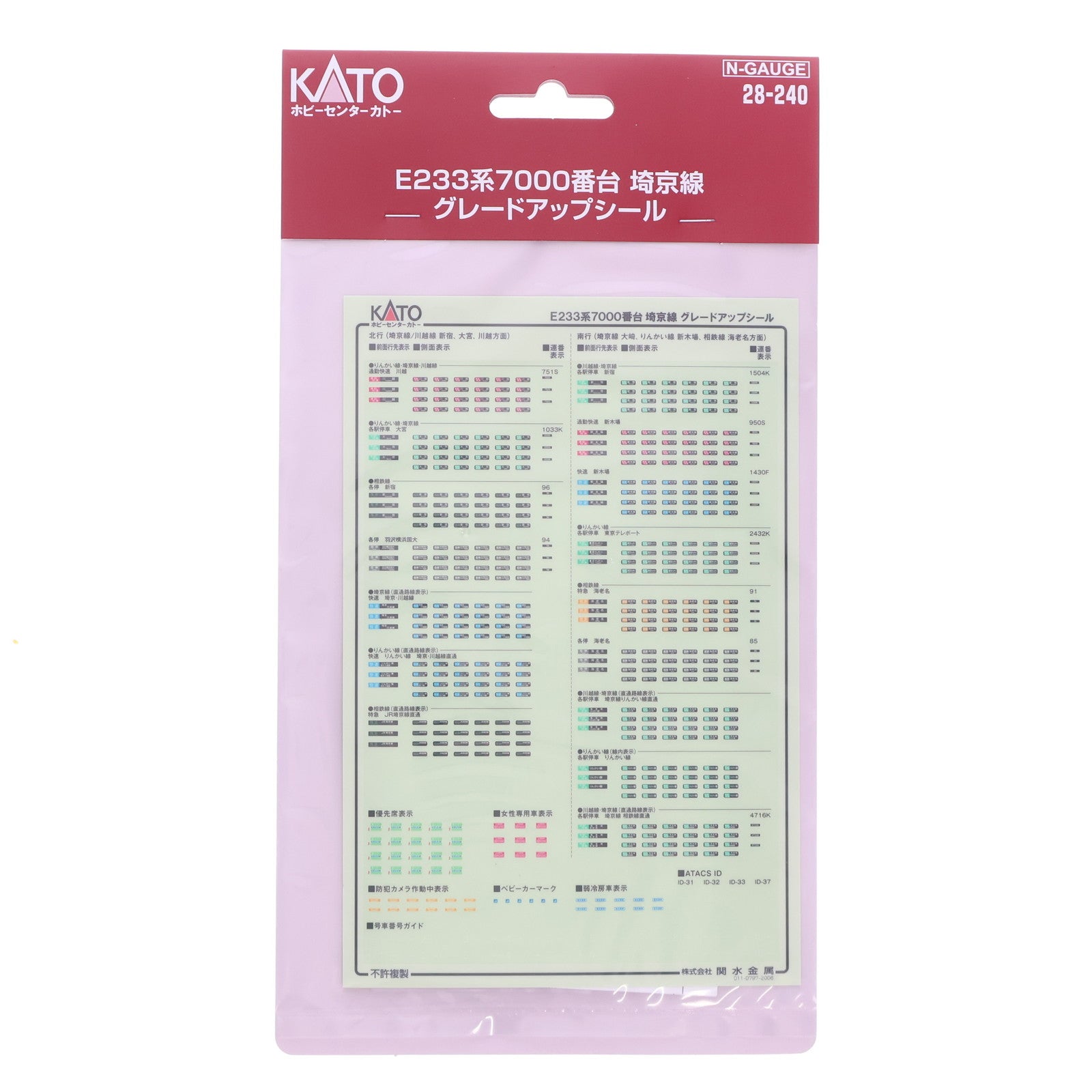 【中古即納】[RWM] 28-240 E233系7000番台 埼京線 グレードアップシール Nゲージ 鉄道模型 ホビーセンターカトー/KATO(カトー)(20200731)
