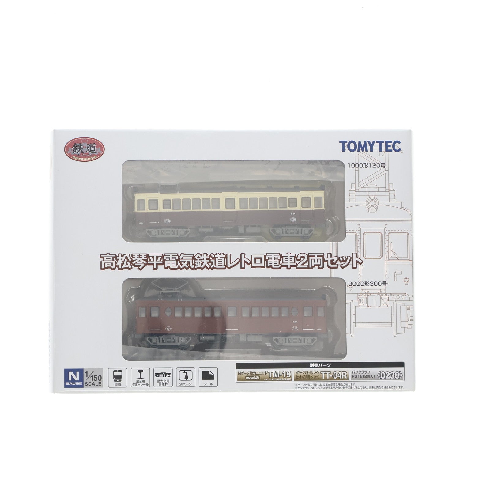 【中古即納】[RWM] 265740 鉄道コレクション(鉄コレ) 高松琴平電気鉄道レトロ電車 2両セット(動力無し) Nゲージ 鉄道模型 TOMYTEC(トミーテック)(20160625)