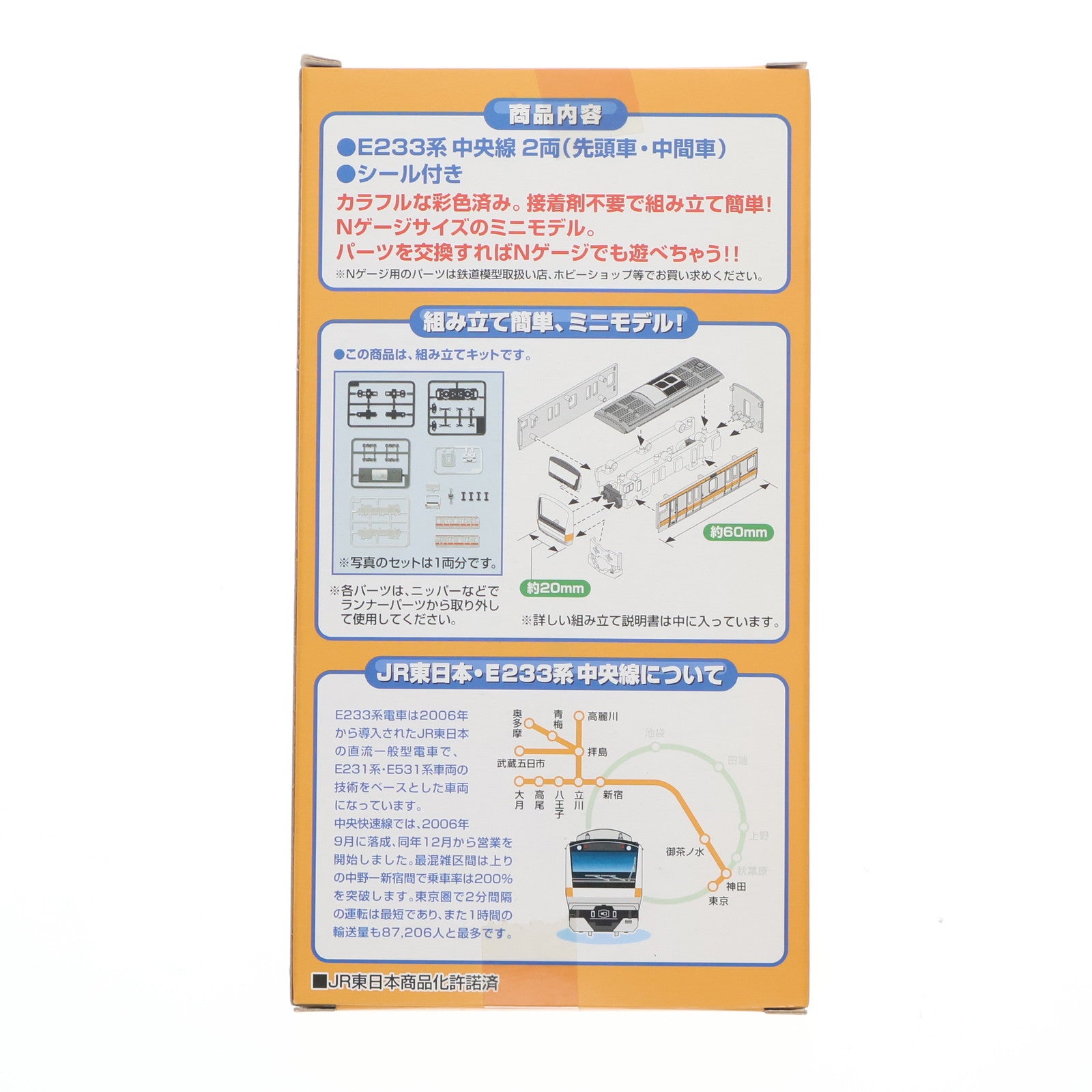 【中古即納】[RWM] Bトレインショーティー JR東日本 E233系 中央線 2両セット(2009～2011年版・NewHGフレーム) 組み立てキット Nゲージ 鉄道模型 バンダイ(20090630)