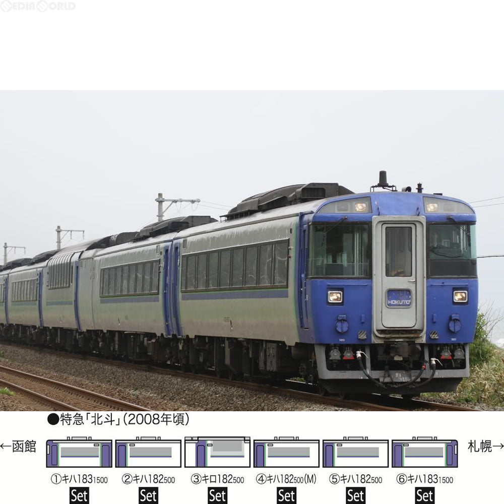 【中古即納】[RWM] 98621 JR キハ183-500系特急ディーゼルカー(北斗・HET色)セット(6両)(動力付き) Nゲージ 鉄道模型 TOMIX(トミックス)(20170402)