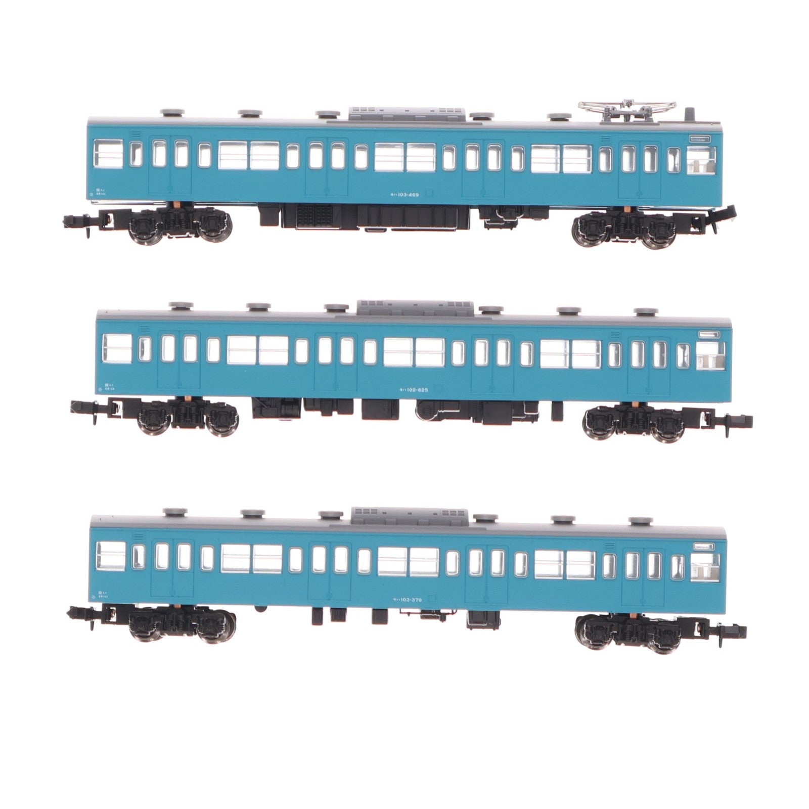 【中古即納】[RWM] 10-1744A 103系(スカイブルー) 中間車3両セット(動力無し) Nゲージ 鉄道模型 KATO(カトー)(20220227)
