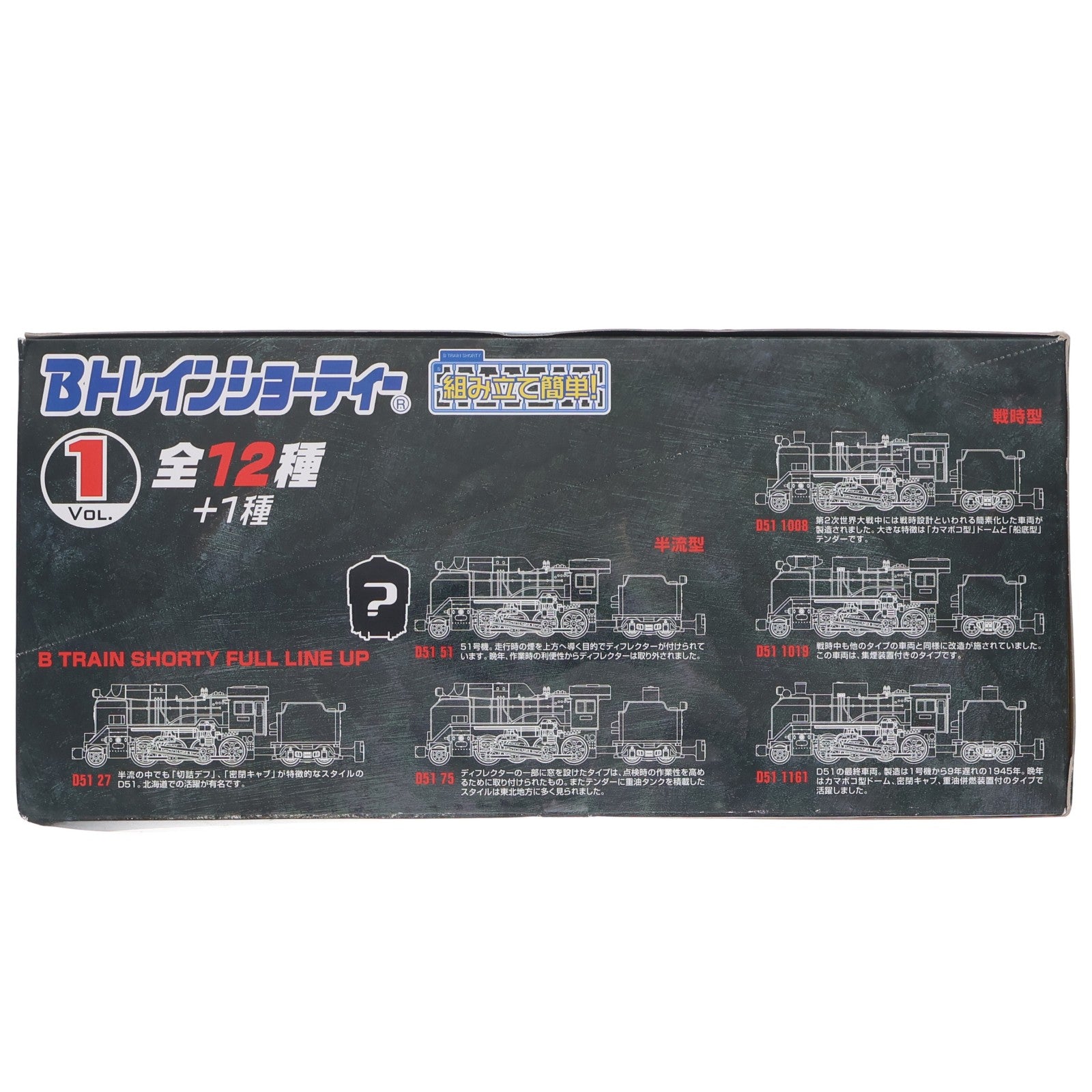 【中古即納】[RWM] (BOX) Bトレインショーティー ディスプレイモデルシリーズ Vol.1 D51型蒸気機関車 Nゲージ 鉄道模型(12個) バンダイ(20081031)