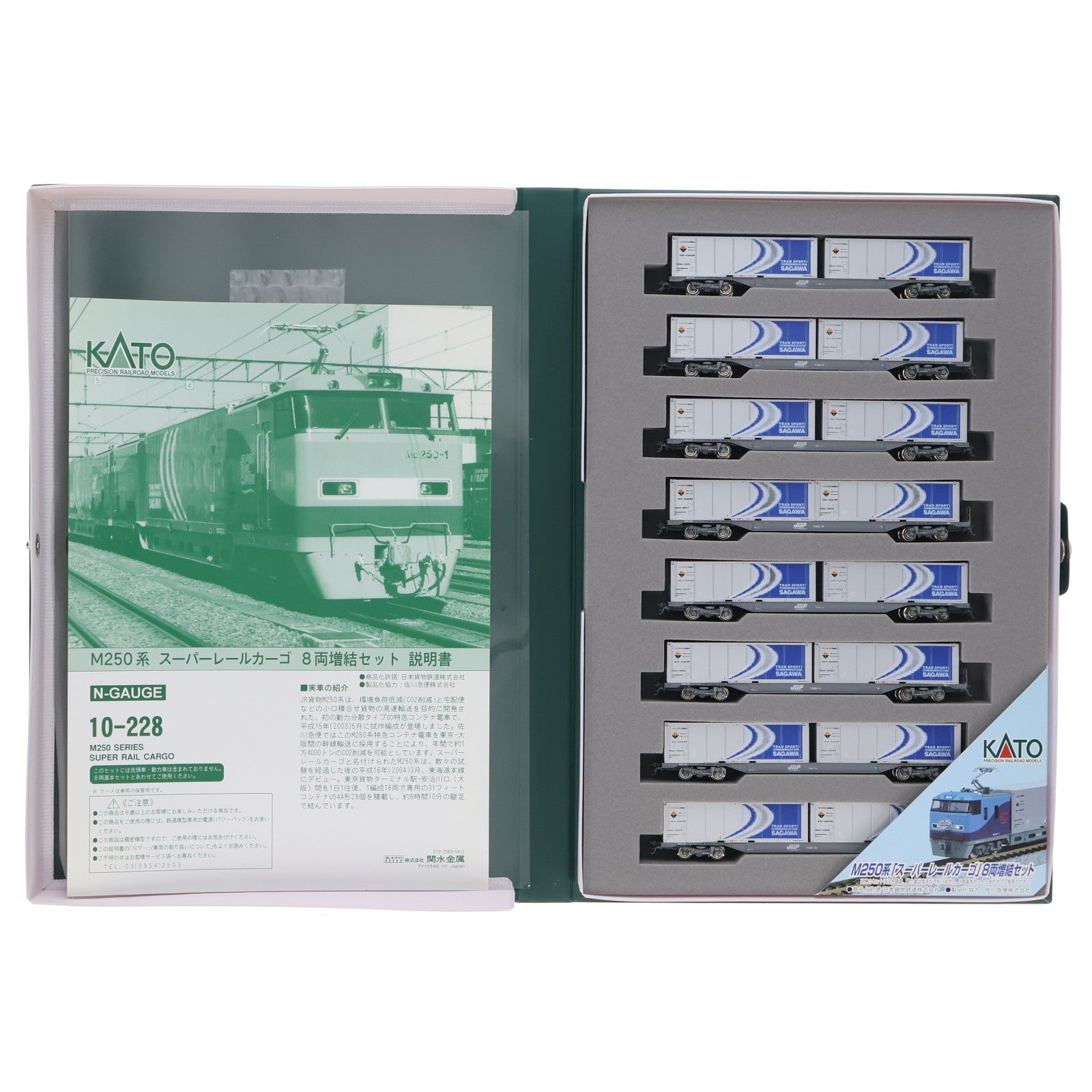 【中古即納】[RWM] 10-228 M250系 スーパーレールカーゴ 増結Bセット(8両)(動力無し) Nゲージ 鉄道模型 KATO(カトー)(20041225)