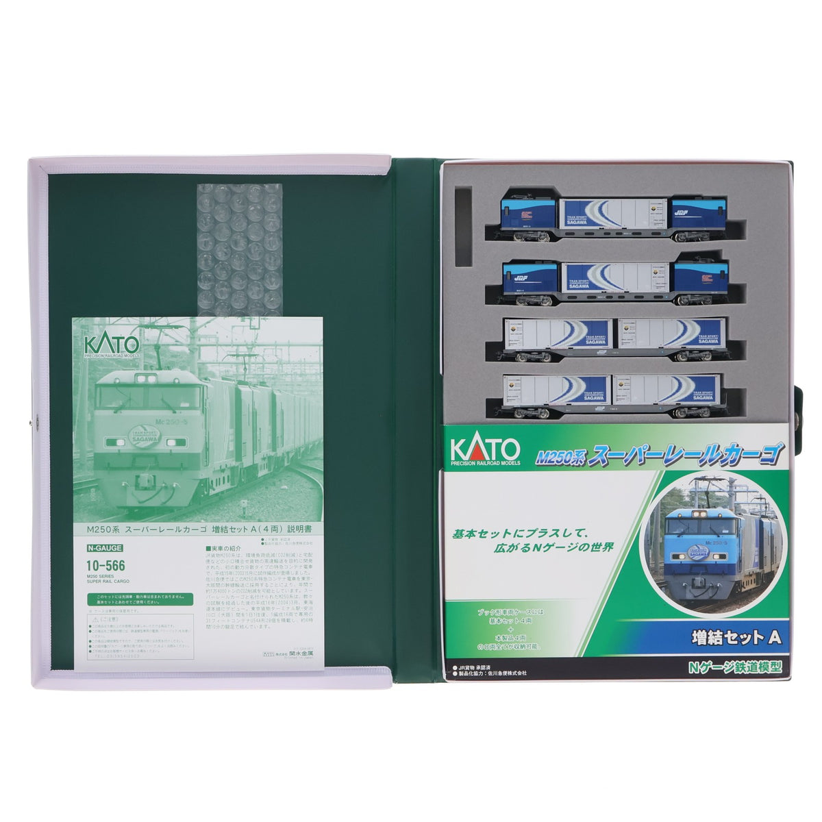 【中古即納】[RWM] 10-566 M250系 スーパーレールカーゴ 増結Aセット(4両)(動力無し) Nゲージ 鉄道模型 KATO(カトー)(20090228)